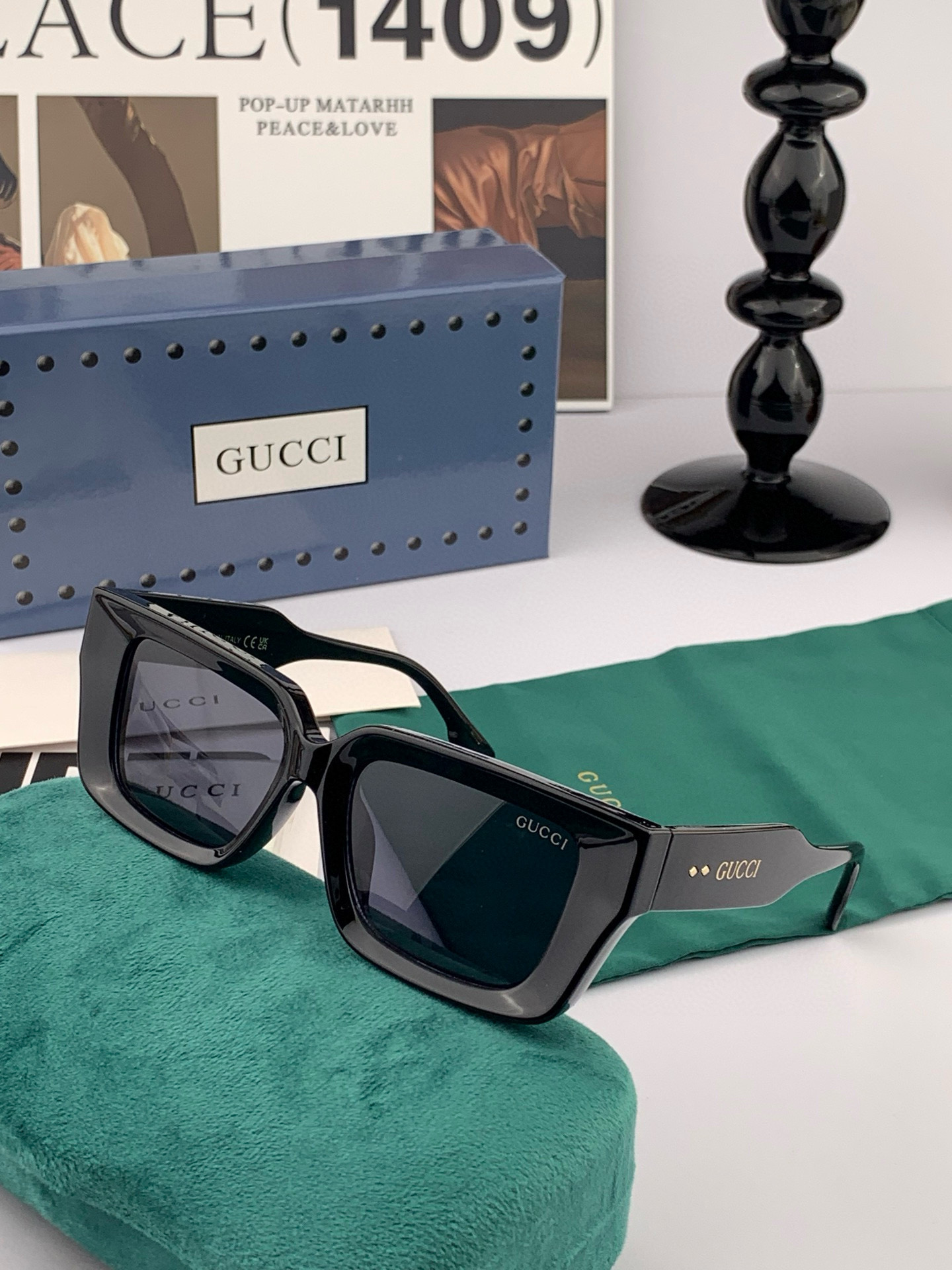  🔺 【GUCCI】2025开春新款 潮流爆款 时尚方框太阳镜 高品质 佩戴舒适 网红潮款墨镜 型号：G