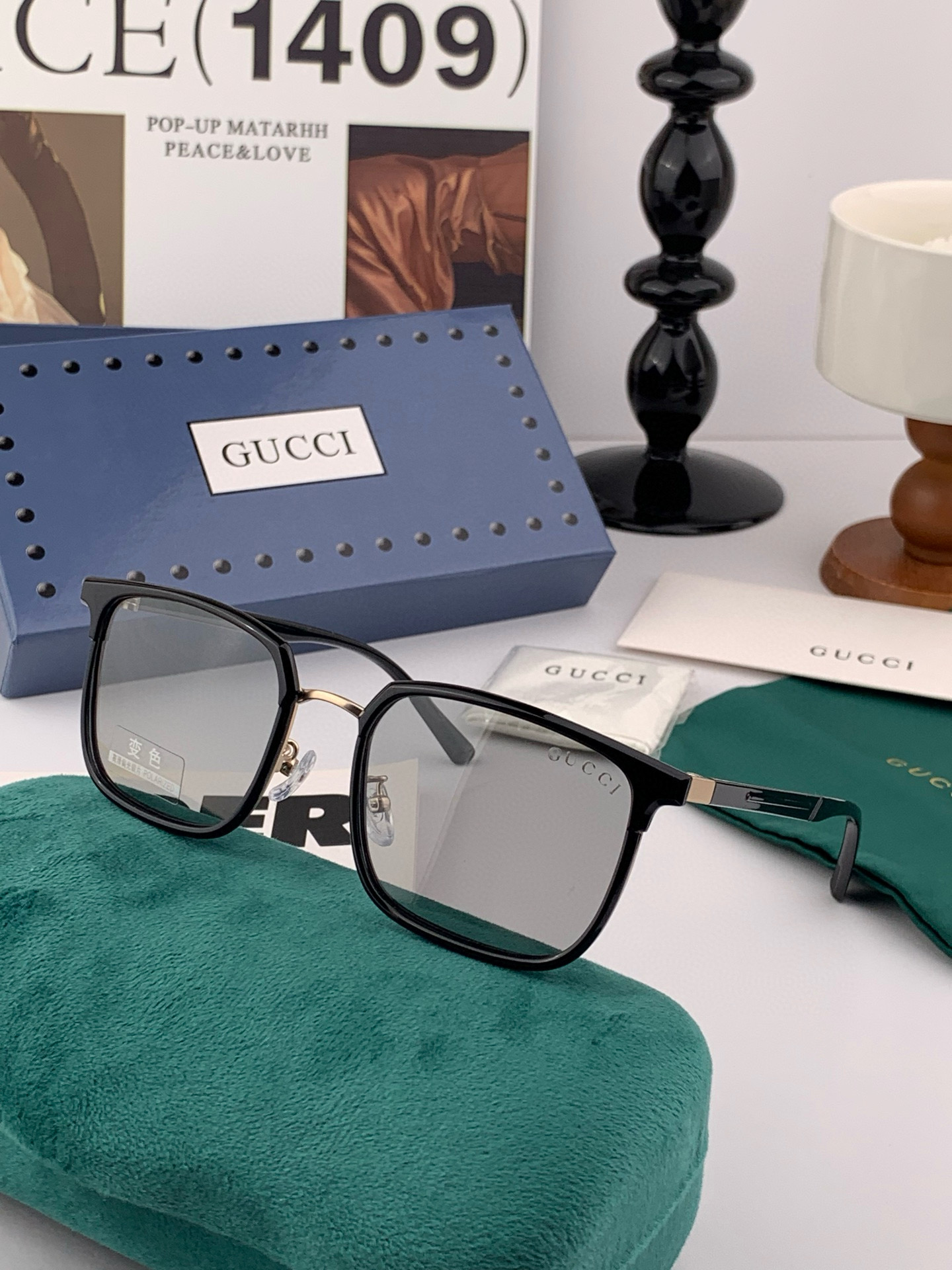   Gucci 。  高品质男女款墨镜   👍 进口宝丽来偏光镜片  。蛤蟆镜 开车钓鱼都可 。百搭显瘦