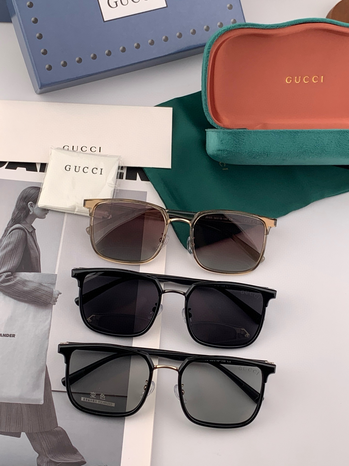   Gucci 。  高品质男女款墨镜   👍 进口宝丽来偏光镜片  。蛤蟆镜 开车钓鱼都可 。百搭显瘦