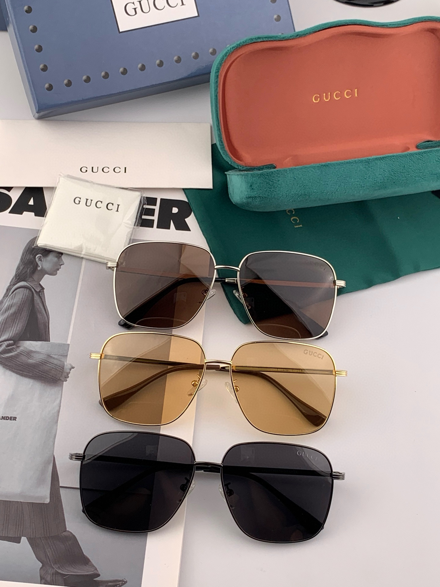   Gucci 。  高品质男女款墨镜   👍 进口宝丽来偏光镜片  。蛤蟆镜 开车钓鱼都可 。百搭显瘦