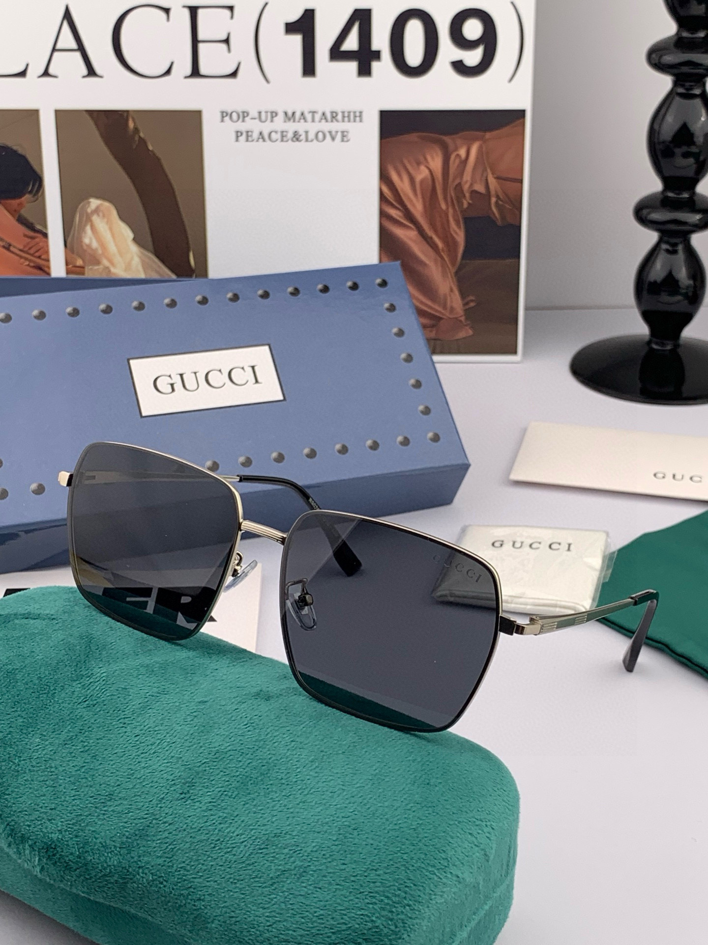        GUCCI 男款炫彩飞行员偏光太阳镜 ❤️材质：高清尼龙加厚卡槽高清偏光镜片 🌹无边框镜架
