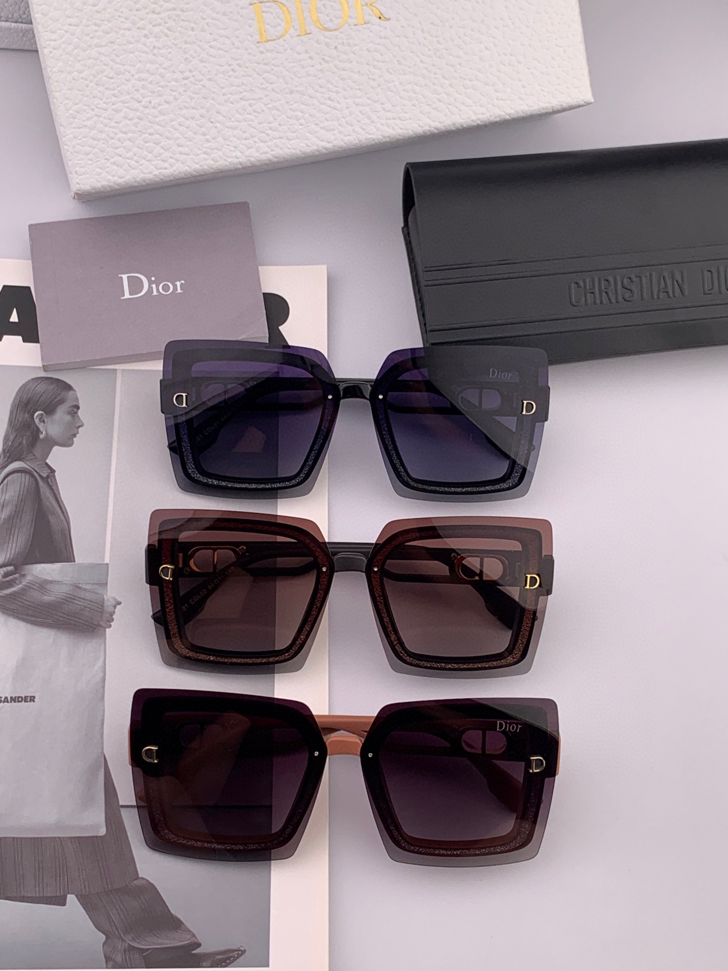 Dior2025新款偏光太阳镜 款式多 。经典的方框设计，不挑脸型，无论搭配大衣还是连衣裙都非常显气质