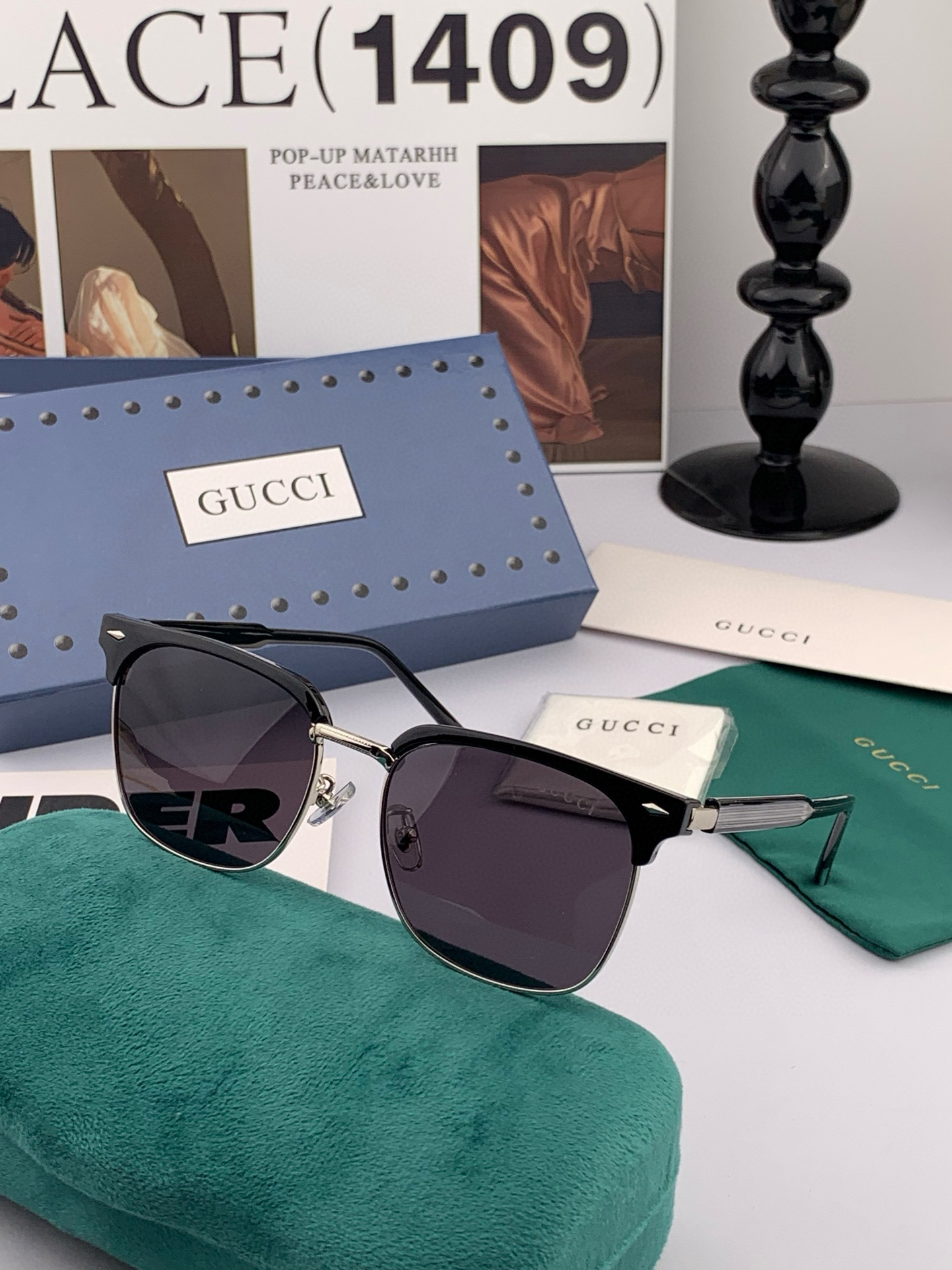  🔺 【GUCCI-偏光太阳镜】2025开春新款 潮流爆款 时尚方框偏光太阳镜 高品质 佩戴舒适 网红潮