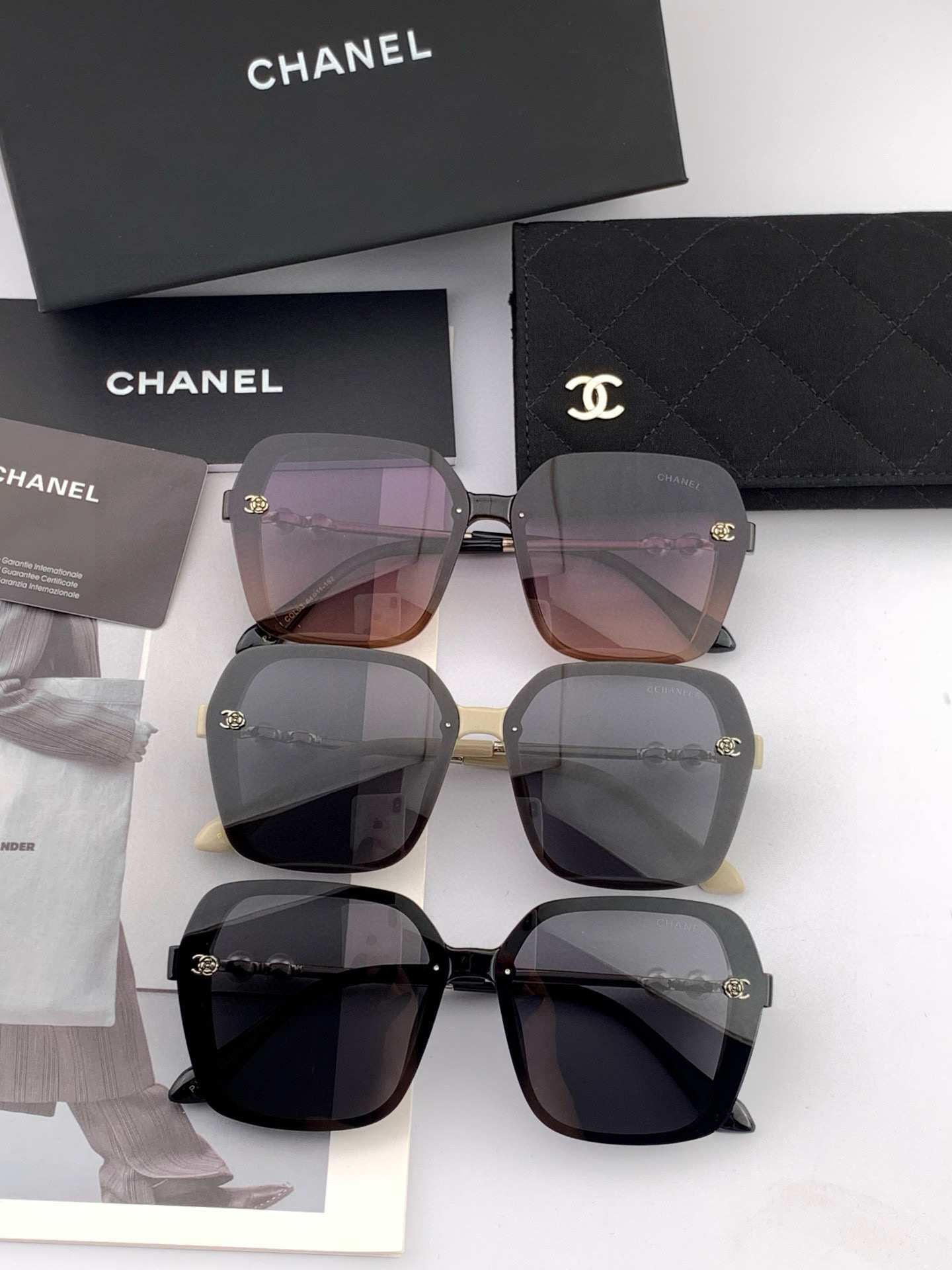 🔺CHANEL🔻2025官方早春新款，众多明星同款色香奈儿‼️‼️新款珍珠大框偏光墨镜 ，🌈🌈宝丽来超清
