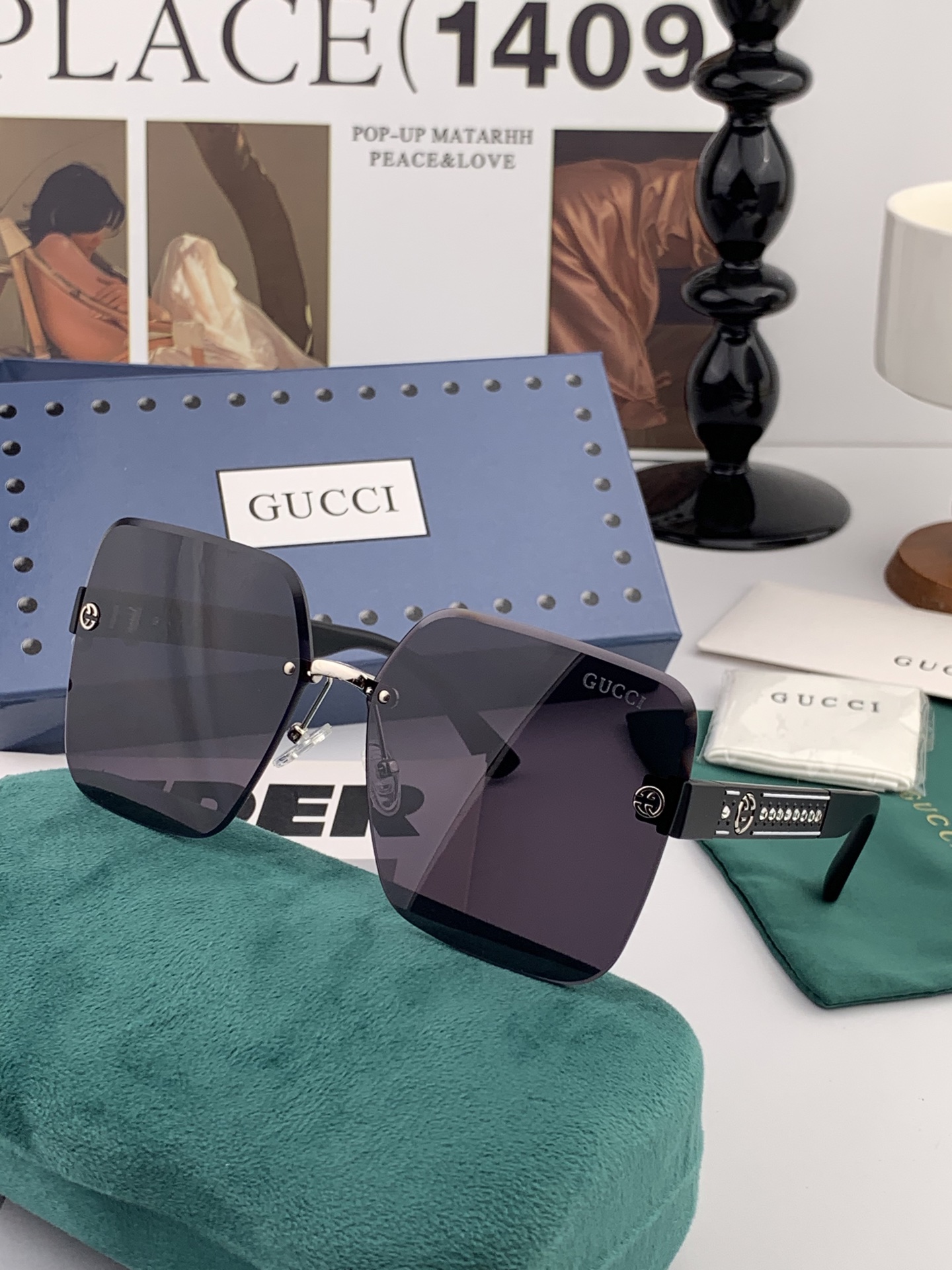  🔺 【GUCCI】2025开春新款 潮流爆款 时尚方框太阳镜 高品质 佩戴舒适 网红潮款墨镜 型号：G