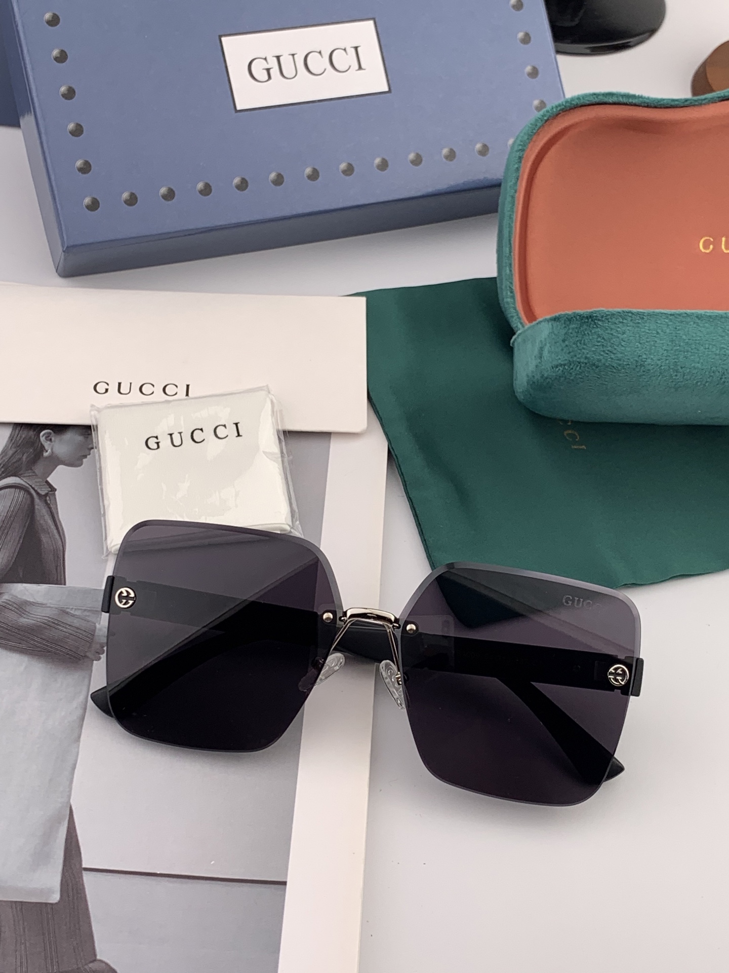  🔺 【GUCCI】2025开春新款 潮流爆款 时尚方框太阳镜 高品质 佩戴舒适 网红潮款墨镜 型号：G