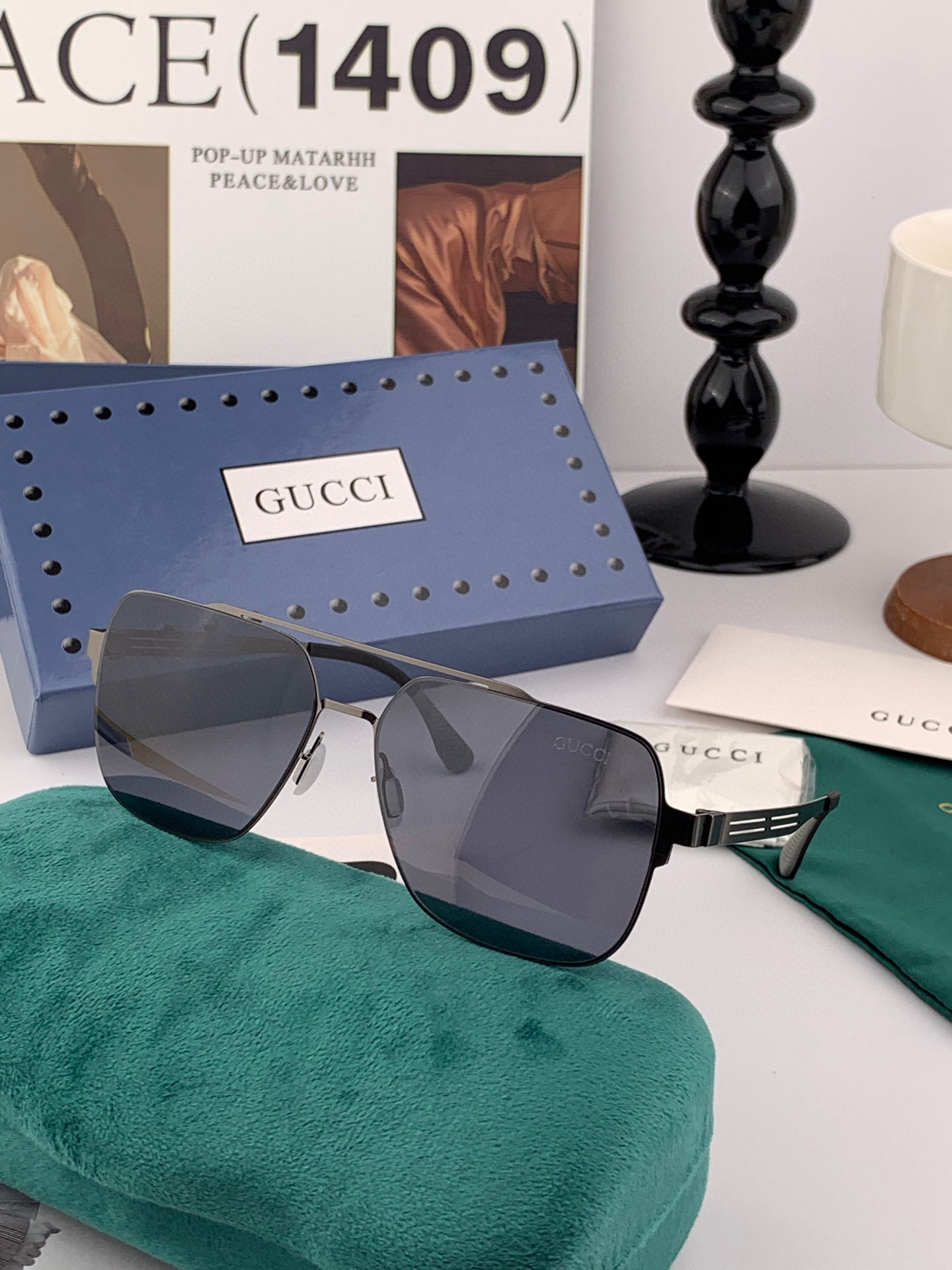 ♦️ GUCCI 2025新款男女情侣款太阳镜多边形墨镜iP电镀永不褪色 超轻超有弹性整幅眼镜无螺丝重要