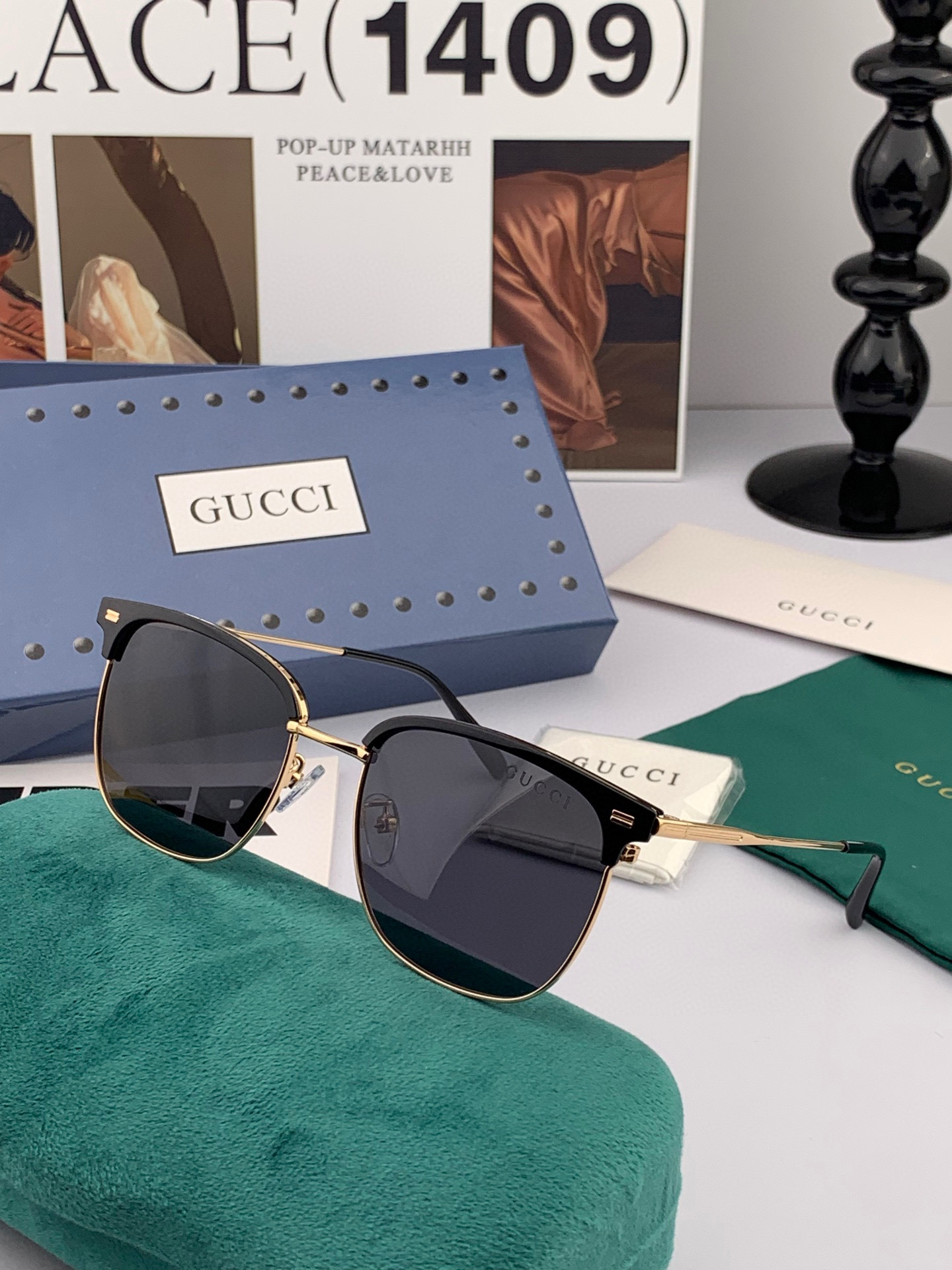   Gucci 。  高品质男女款墨镜   👍 进口宝丽来偏光镜片  。蛤蟆镜 开车钓鱼都可 。百搭显瘦