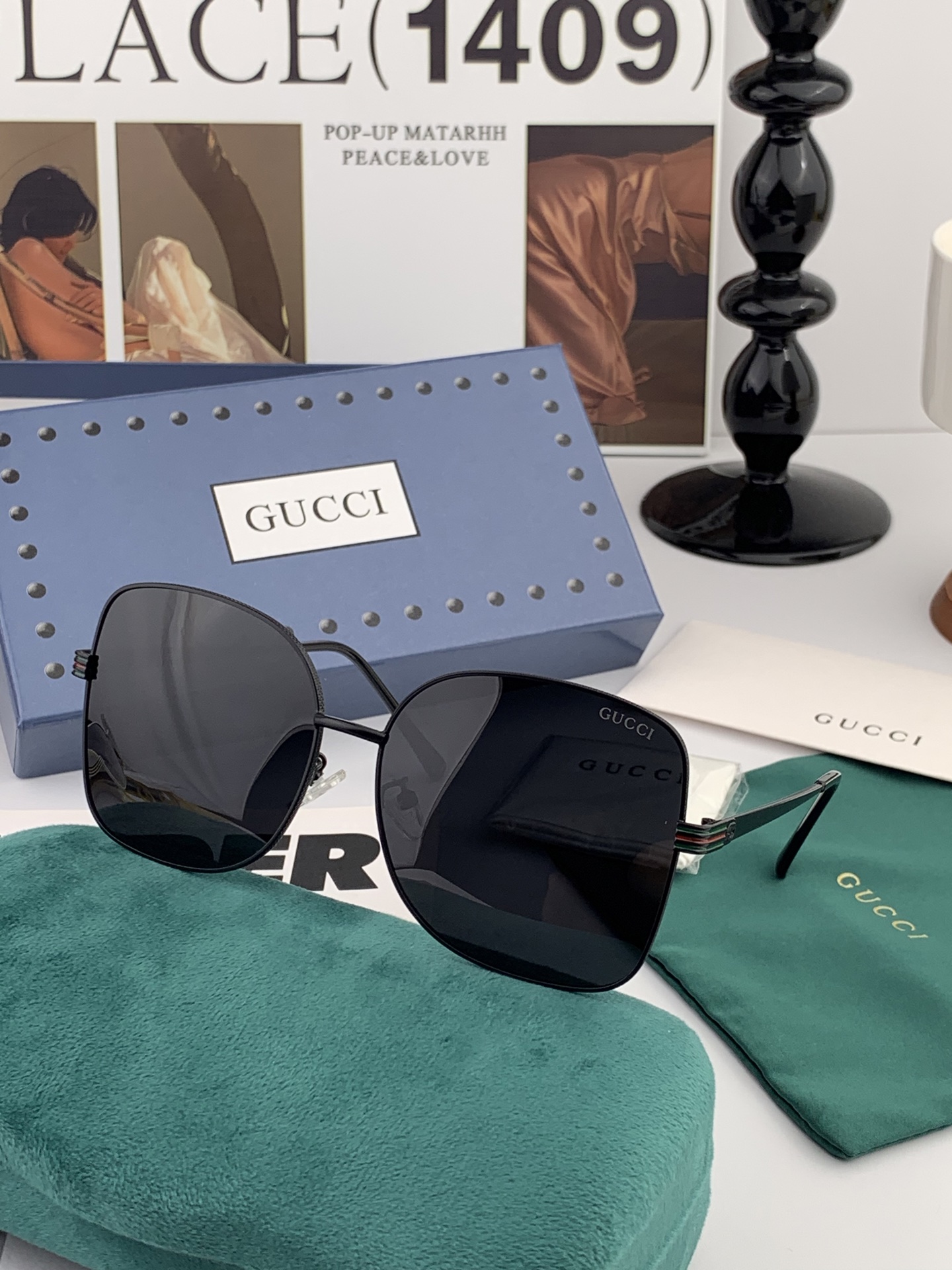  GUCCI 2025开春新款 最新款方框太阳镜 各路网红纷纷带起气场满分‼️ 俏皮甜美.上脸效果更佳.