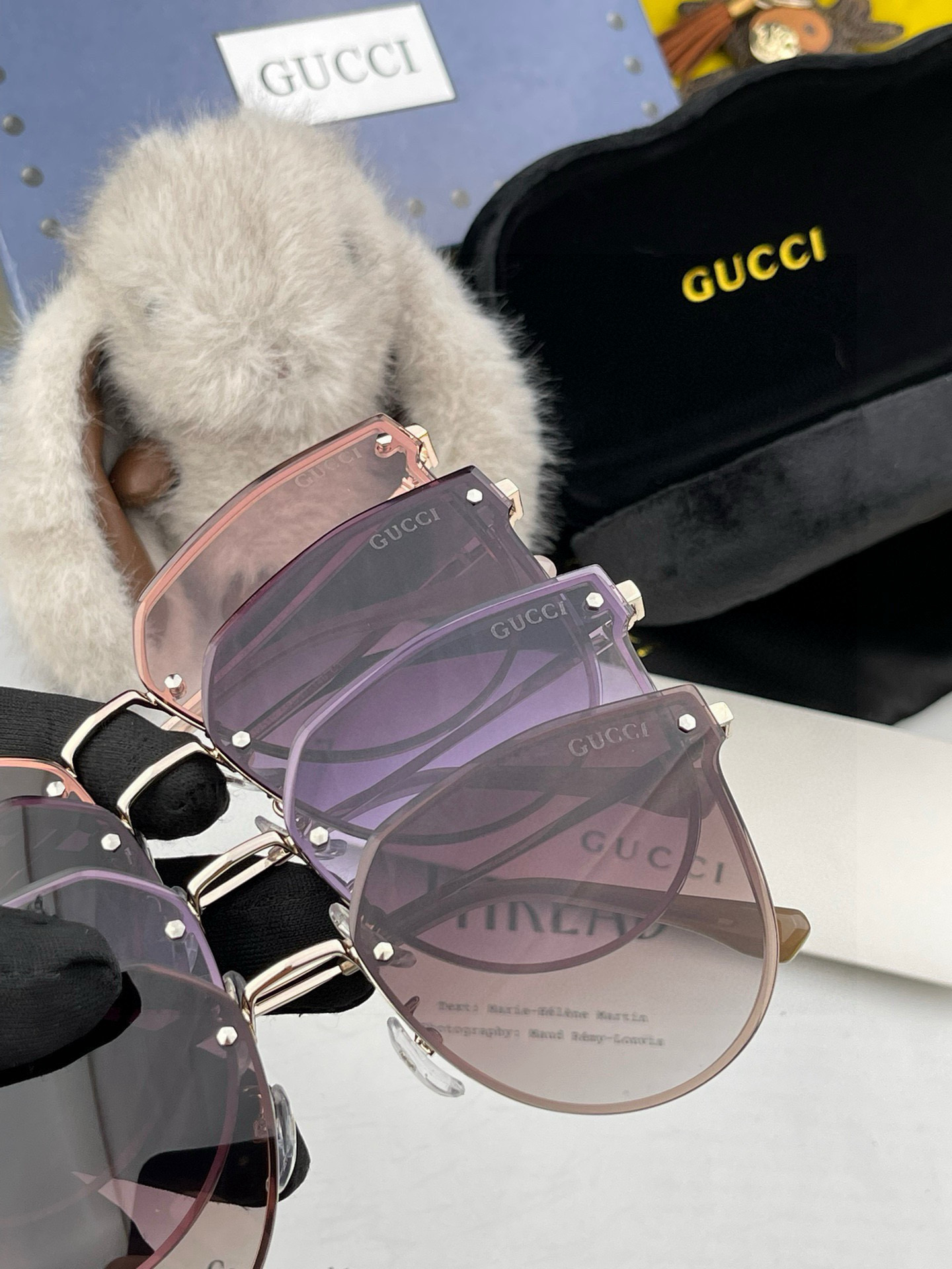   GUCCI 2025开春新款 最新款无框太阳镜 各路网红纷纷带起气场满分‼️ 俏皮甜美.上脸效果更佳