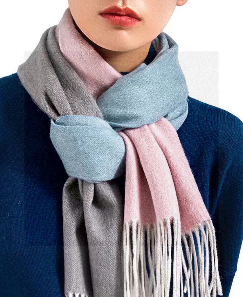 Elegant Two-Tone Gradient Cashmere Scarf with Fringe - 32 x 190 cm 4 i1751639119644 4412 0 2