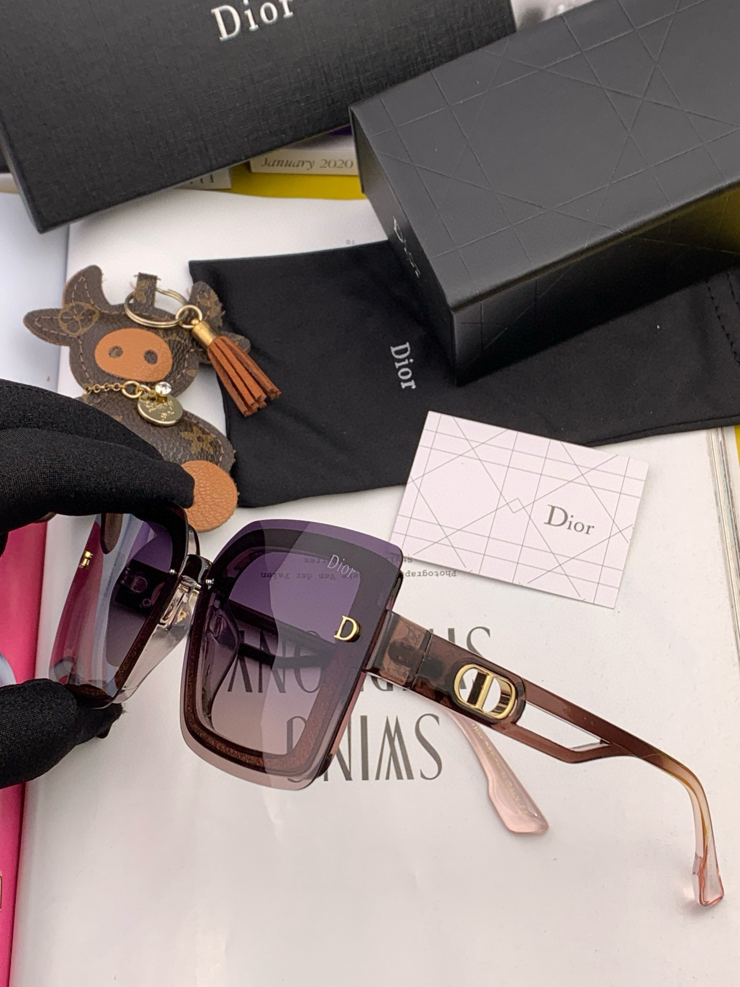   Dior2025新款偏光太阳镜 款式多 。经典的方框设计，不挑脸型，无论搭配大衣还是连衣裙都非常显气