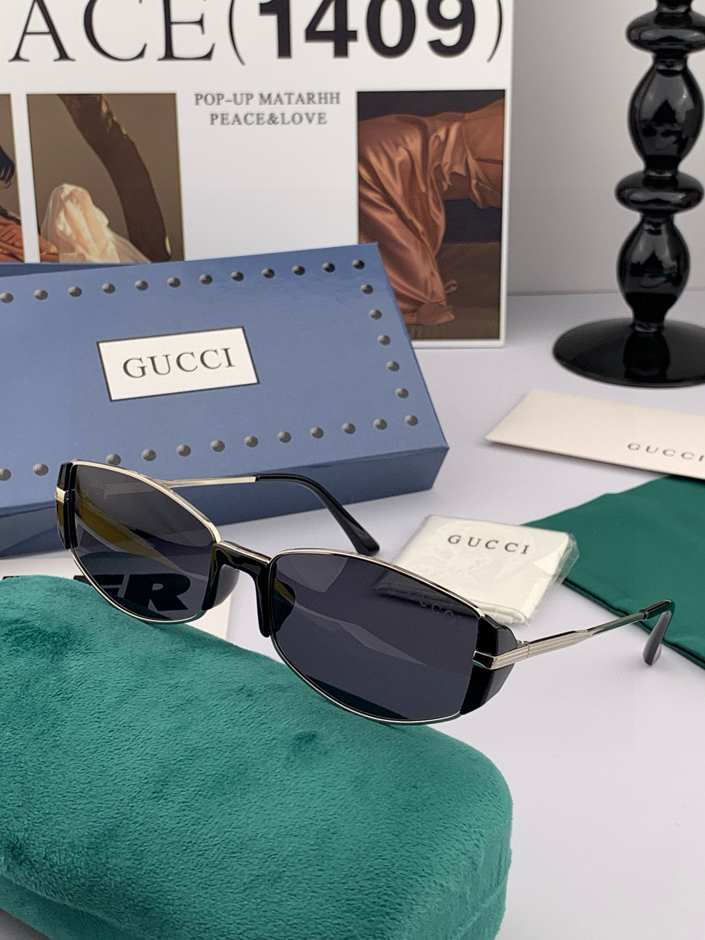   🔺 Gucci 🔻2025官方新款 众多明星同款色‼️‼️新款大框偏光墨镜 🌈🌈宝丽来超清加厚太阳镜