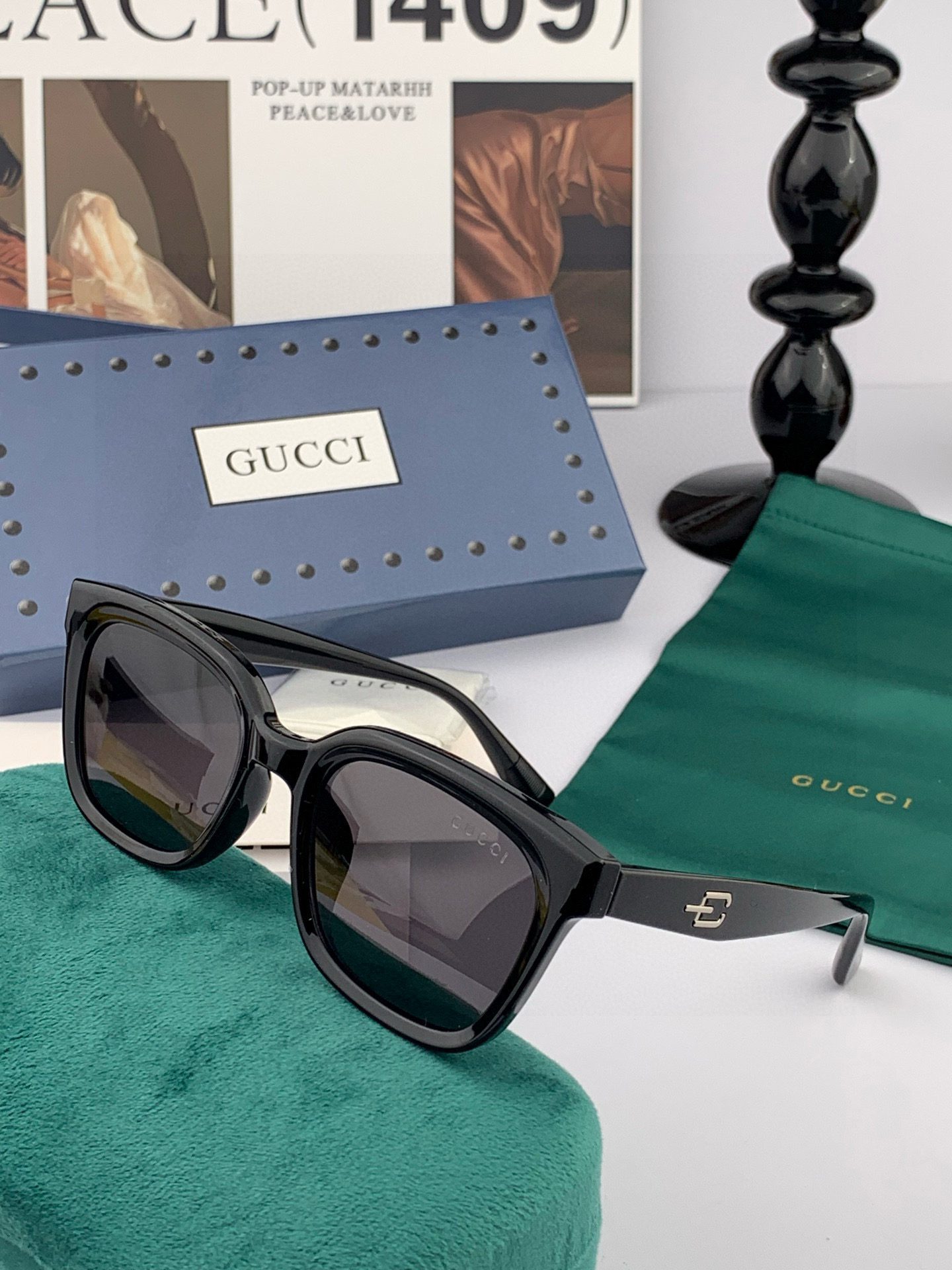  🔺 【GUCCI-偏光太阳镜】2025开春新款 潮流爆款 时尚方框偏光太阳镜 高品质 佩戴舒适 网红潮