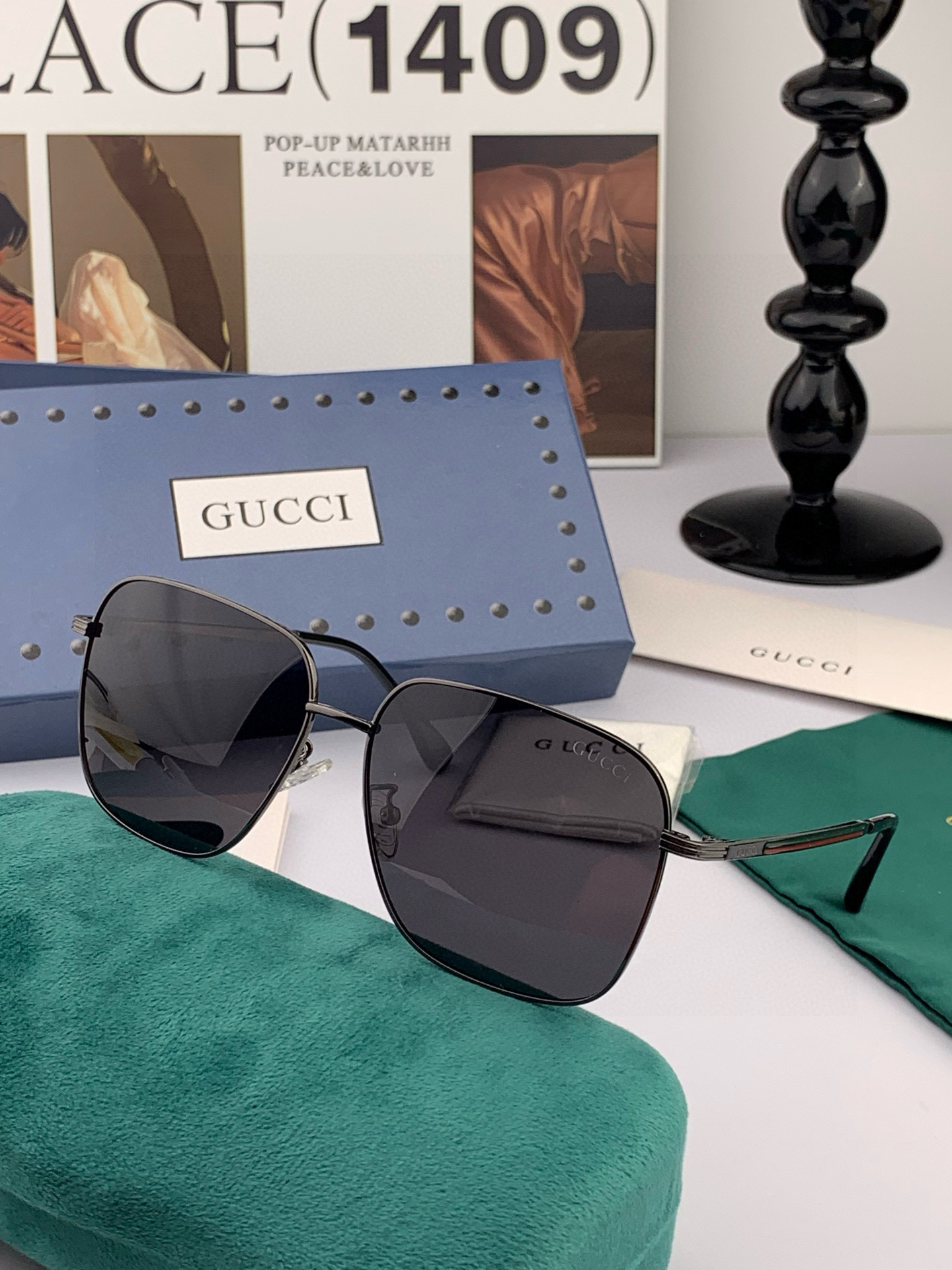   Gucci 。  高品质男女款墨镜   👍 进口宝丽来偏光镜片  。蛤蟆镜 开车钓鱼都可 。百搭显瘦