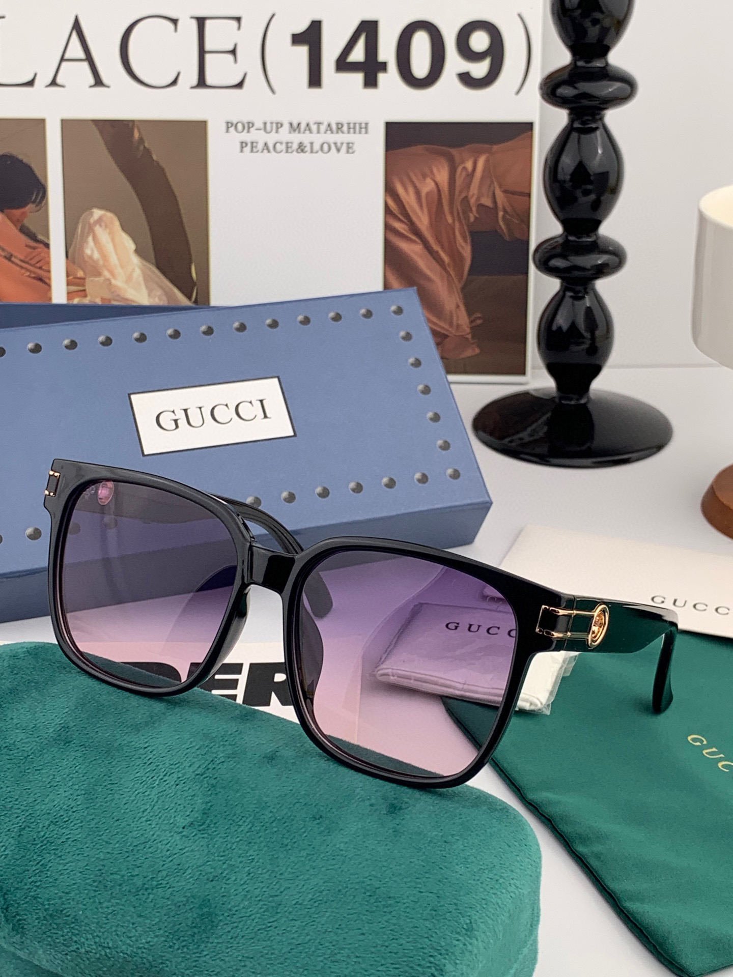  GUCCI 2025开春新款 最新款方框太阳镜 各路网红纷纷带起气场满分‼️ 俏皮甜美.上脸效果更佳.