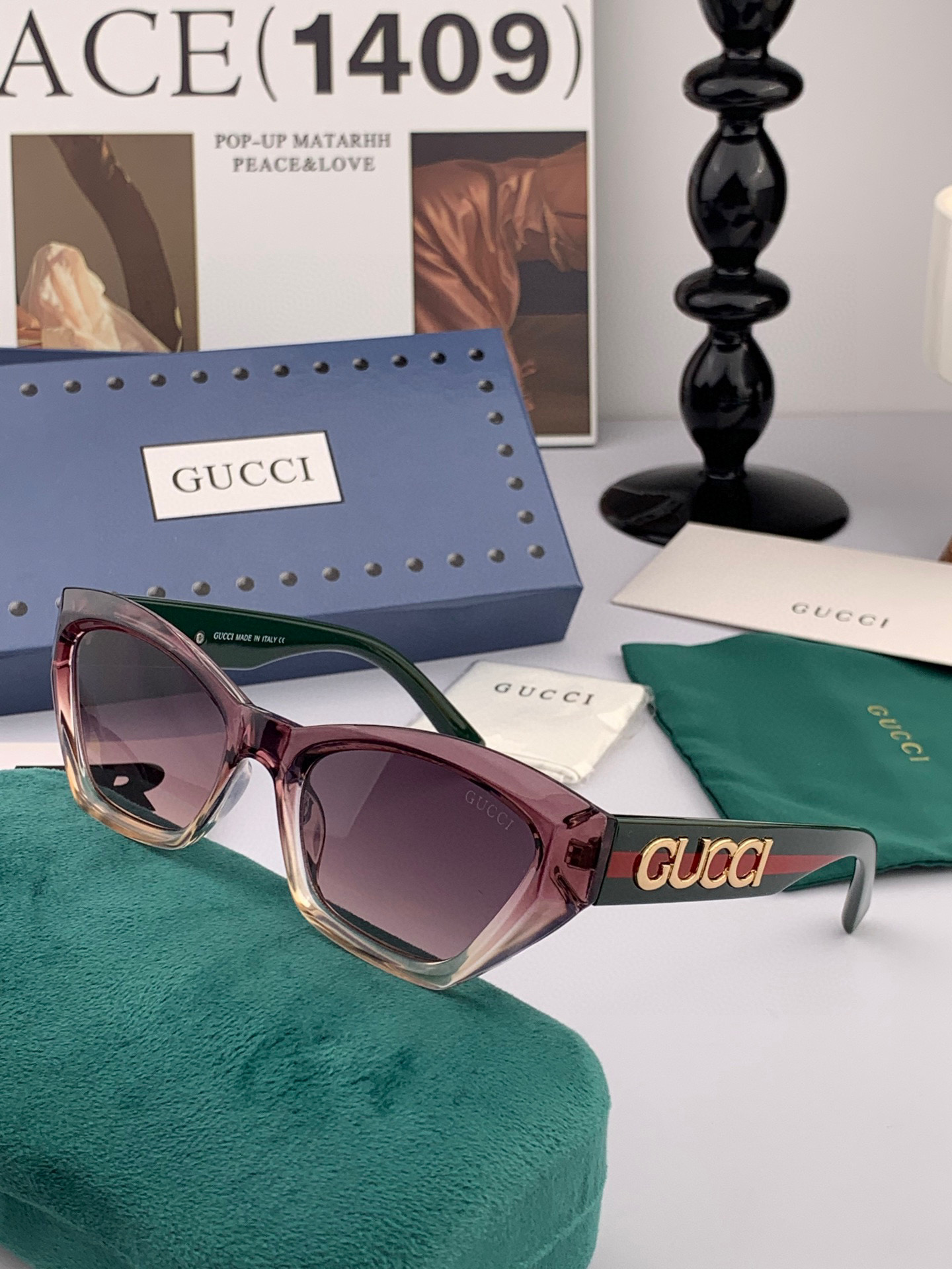  🔺 【GUCCI】2025开春新款 潮流爆款 时尚方框太阳镜 高品质 佩戴舒适 网红潮款墨镜 型号：G