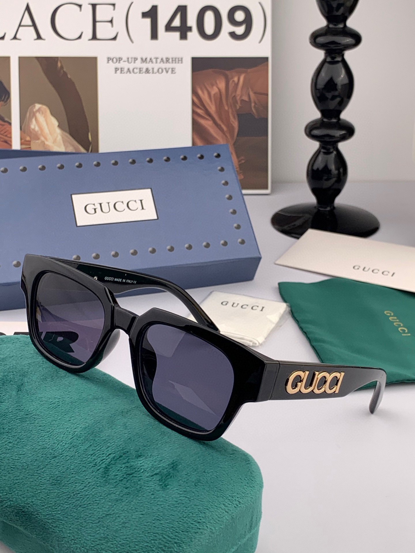  🔺 【GUCCI】2025开春新款 潮流爆款 时尚方框太阳镜 高品质 佩戴舒适 网红潮款墨镜 型号：G