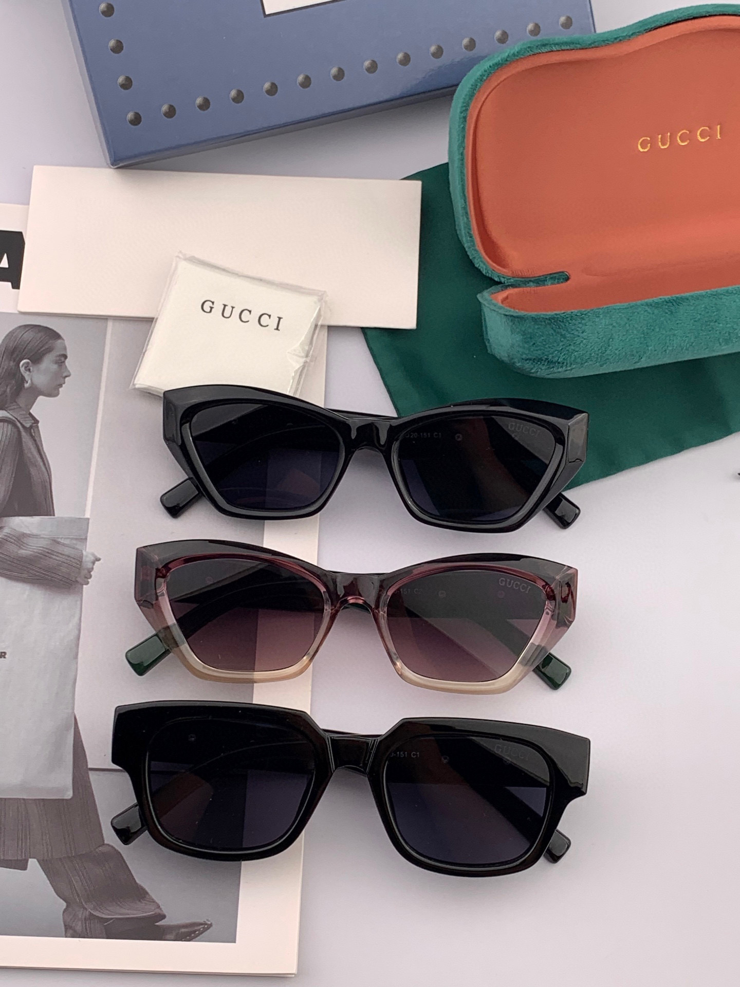 🔺 【GUCCI】2025开春新款 潮流爆款 时尚方框太阳镜 高品质 佩戴舒适 网红潮款墨镜 型号：G