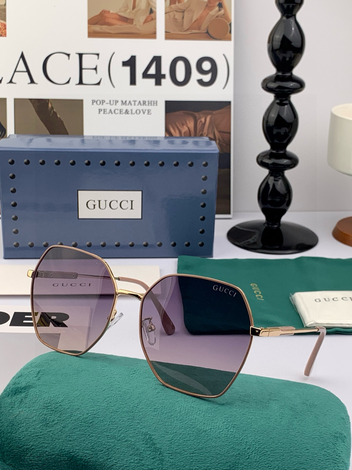    🔺GUCCI 🔻2025官方新款 众多明星同款色‼️‼️新款大框偏光墨镜 🌈🌈宝丽来超清加厚太阳镜