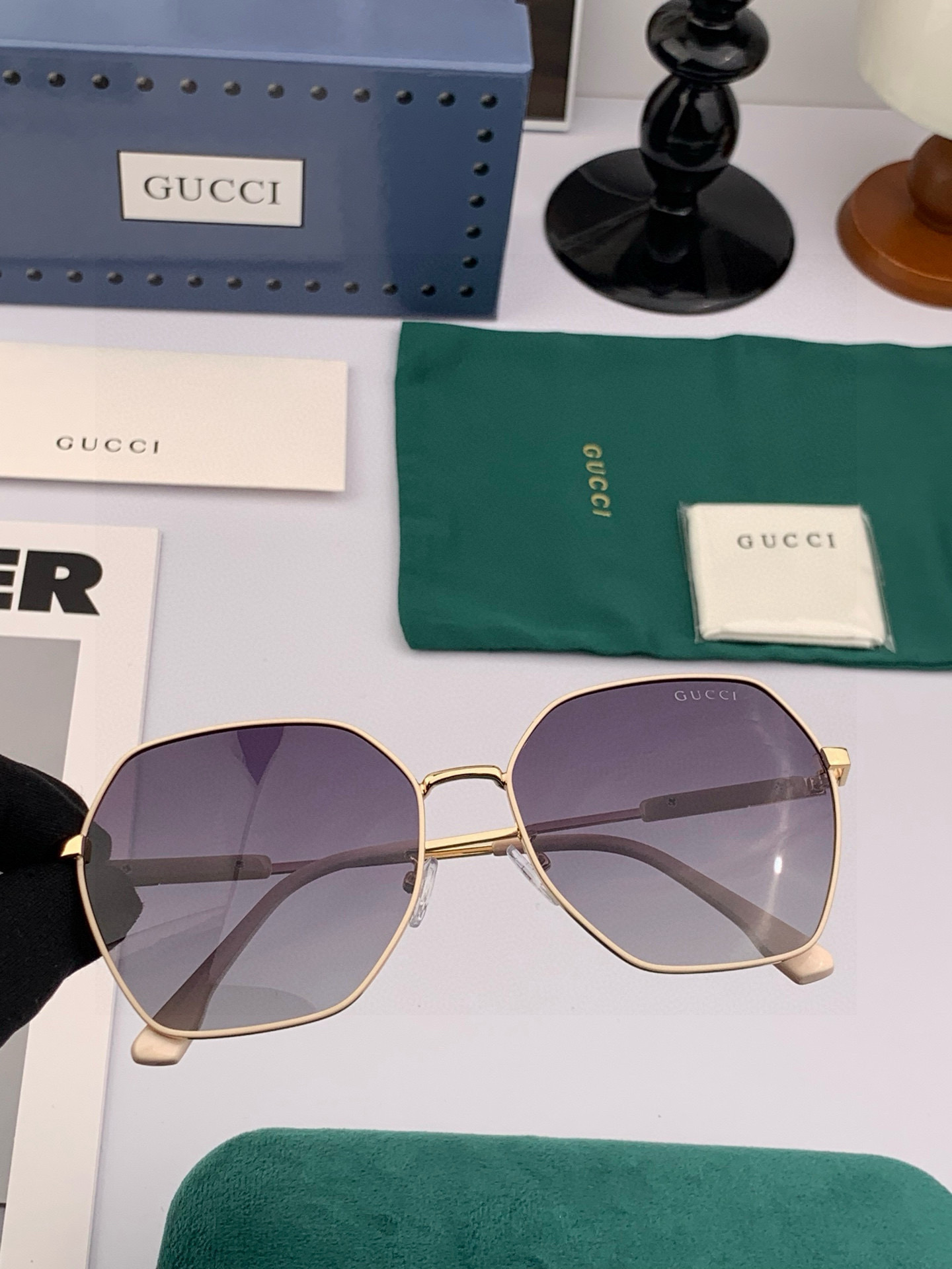    🔺GUCCI 🔻2025官方新款 众多明星同款色‼️‼️新款大框偏光墨镜 🌈🌈宝丽来超清加厚太阳镜
