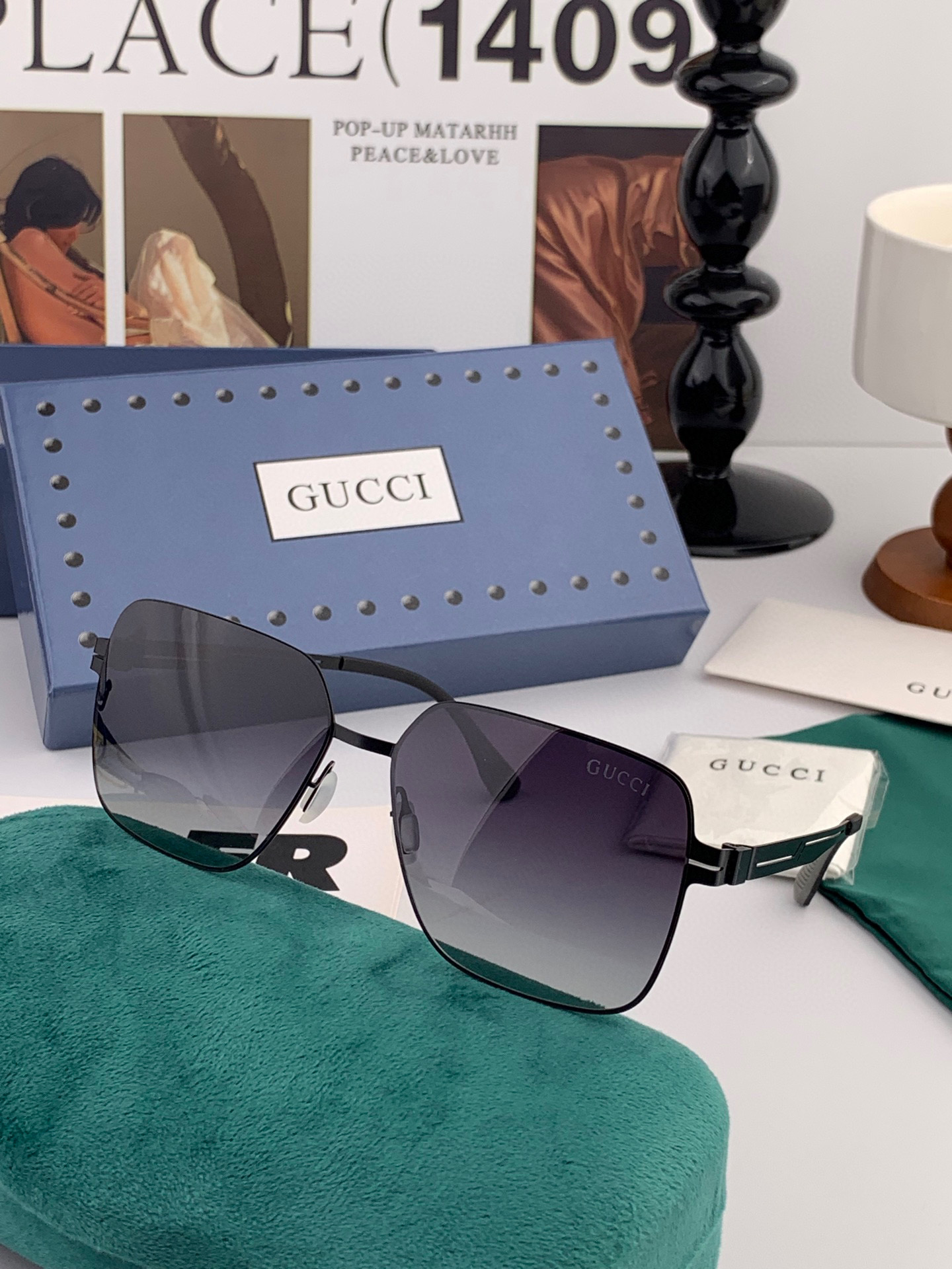 ♦️ GUCCI 2025新款男女情侣款太阳镜多边形墨镜iP电镀永不褪色 超轻超有弹性整幅眼镜无螺丝重要