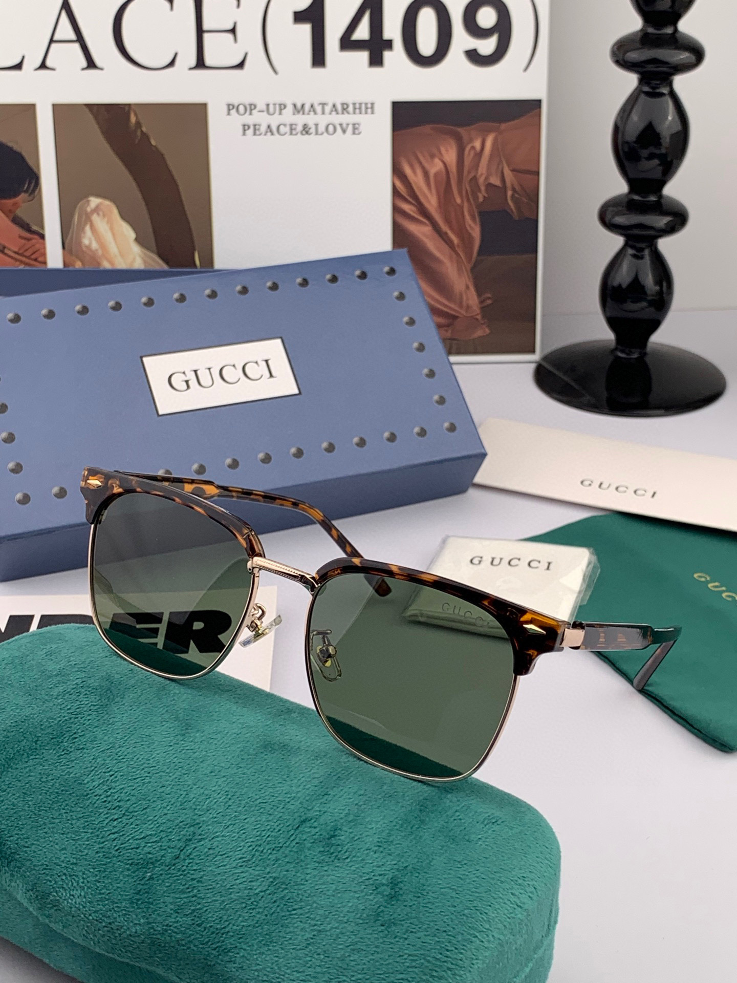  🔺 【GUCCI-偏光太阳镜】2025开春新款 潮流爆款 时尚方框偏光太阳镜 高品质 佩戴舒适 网红潮