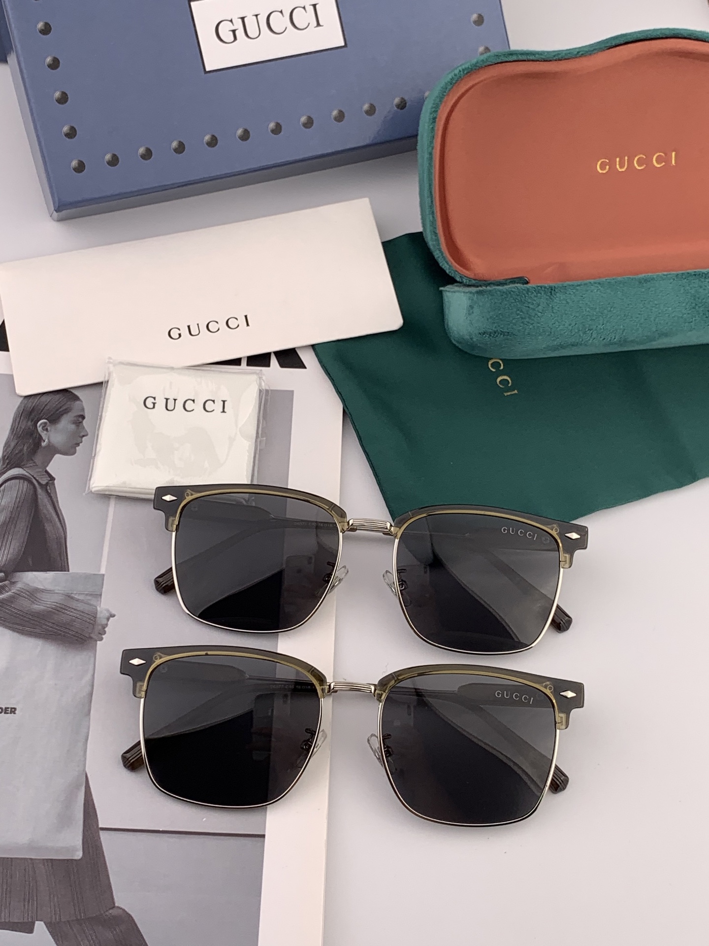 🔺 【GUCCI-偏光太阳镜】2025开春新款 潮流爆款 时尚方框偏光太阳镜 高品质 佩戴舒适 网红潮款