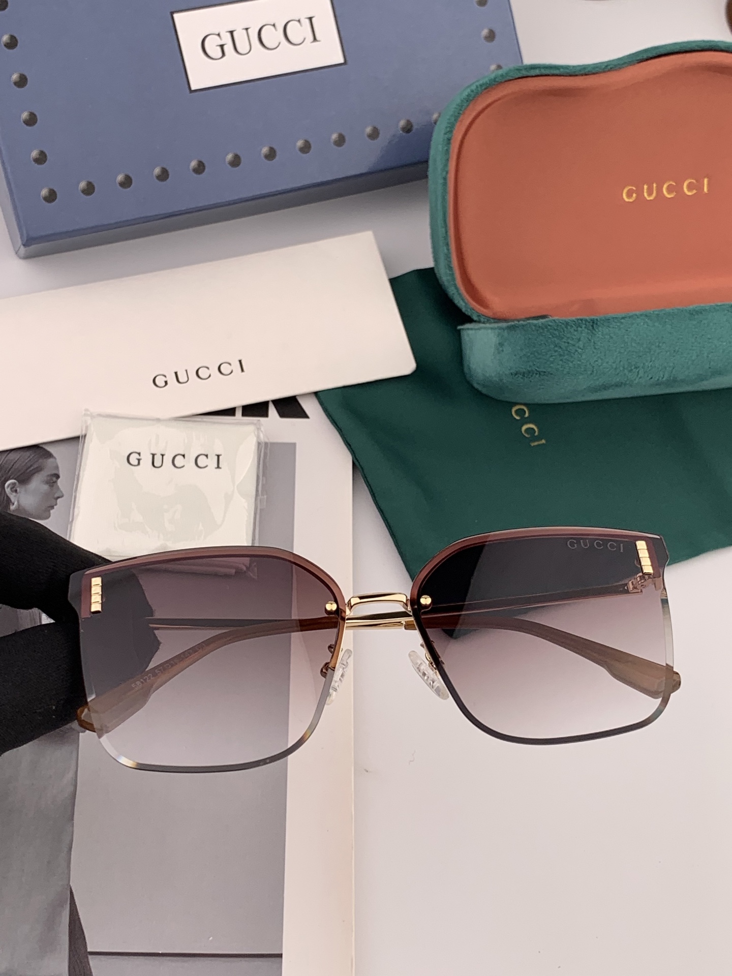   GUCCI 2025开春新款 最新款无框太阳镜 各路网红纷纷带起气场满分‼️ 俏皮甜美.上脸效果更佳