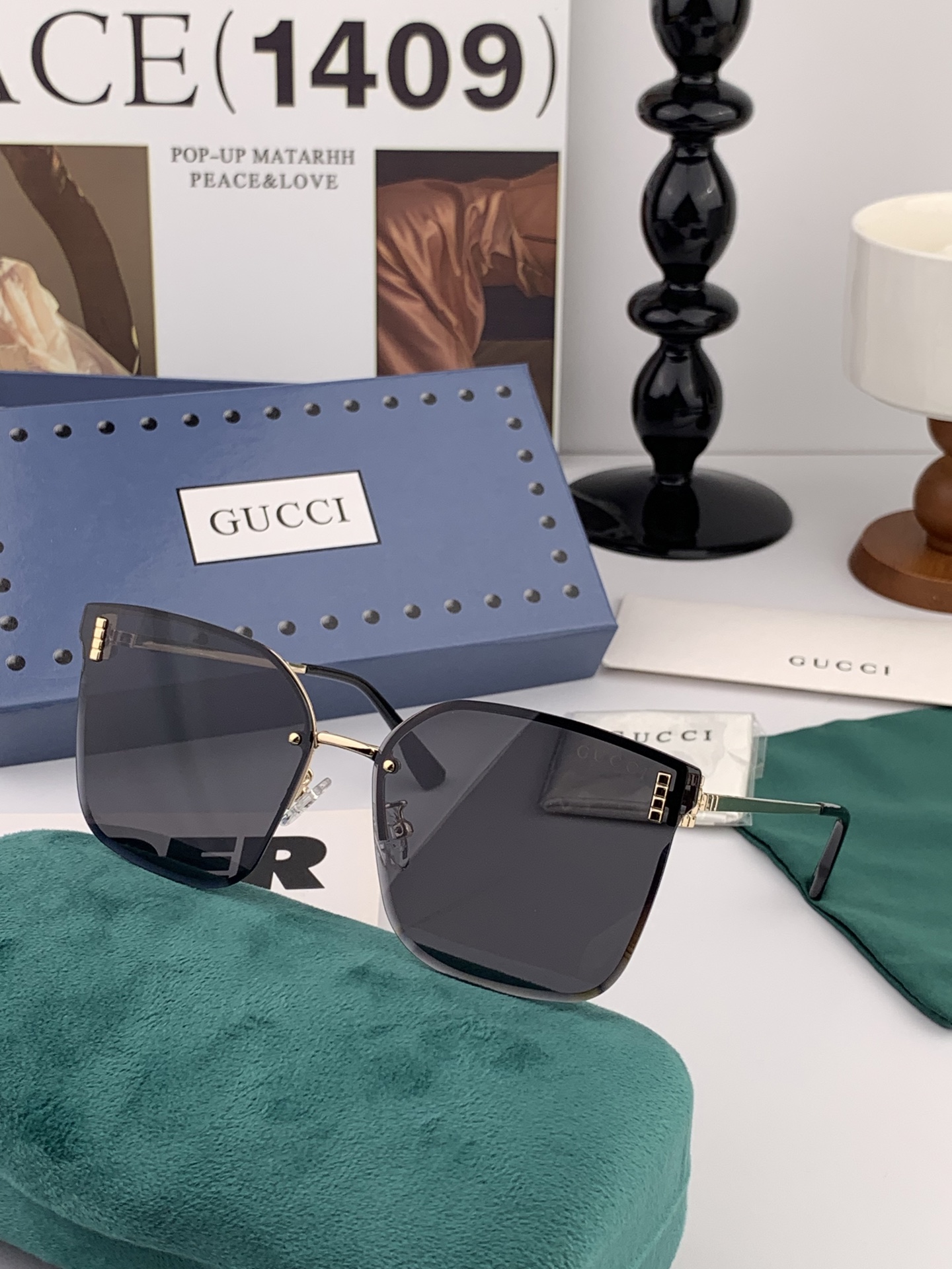   GUCCI 2025开春新款 最新款无框太阳镜 各路网红纷纷带起气场满分‼️ 俏皮甜美.上脸效果更佳