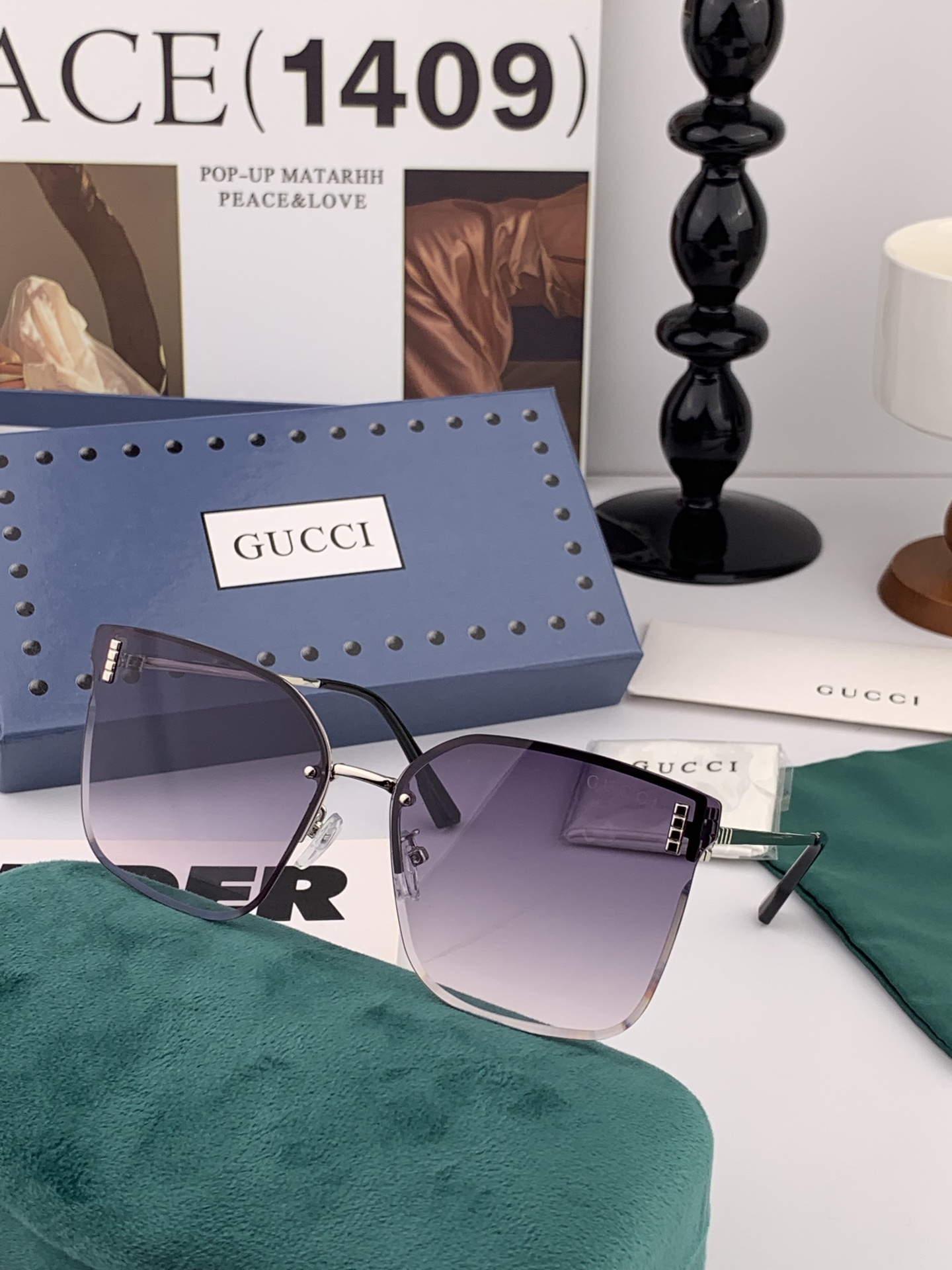   GUCCI 2025开春新款 最新款无框太阳镜 各路网红纷纷带起气场满分‼️ 俏皮甜美.上脸效果更佳