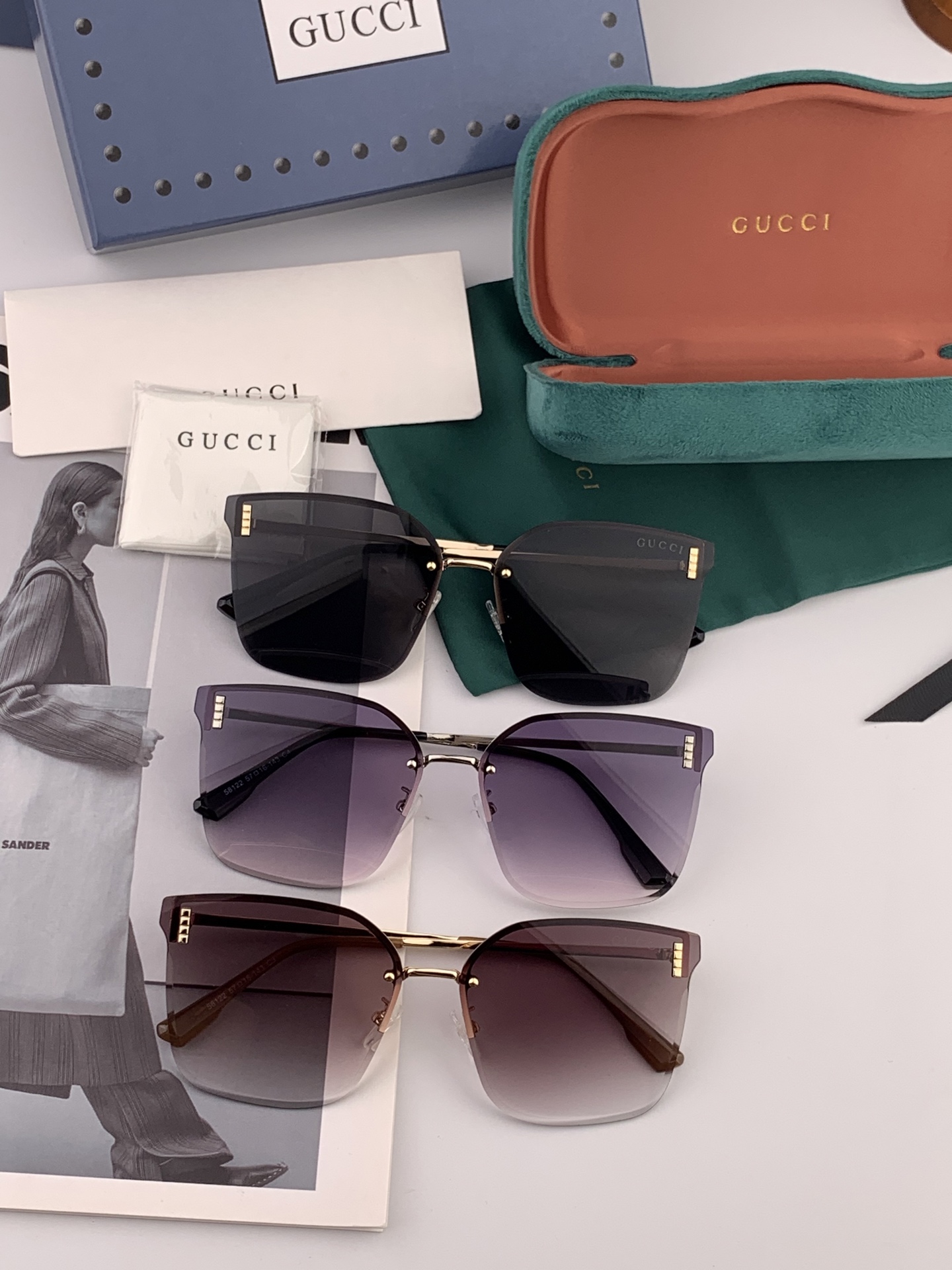   GUCCI 2025开春新款 最新款无框太阳镜 各路网红纷纷带起气场满分‼️ 俏皮甜美.上脸效果更佳