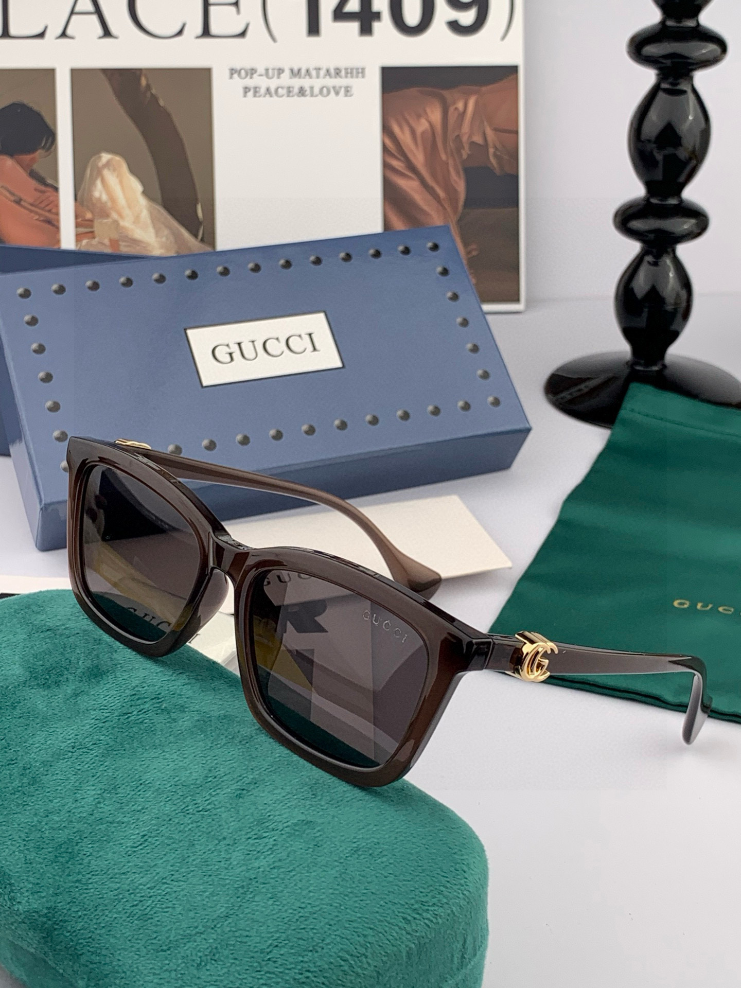  🔺 【GUCCI-偏光太阳镜】2025开春新款 潮流爆款 时尚方框偏光太阳镜 高品质 佩戴舒适 网红潮