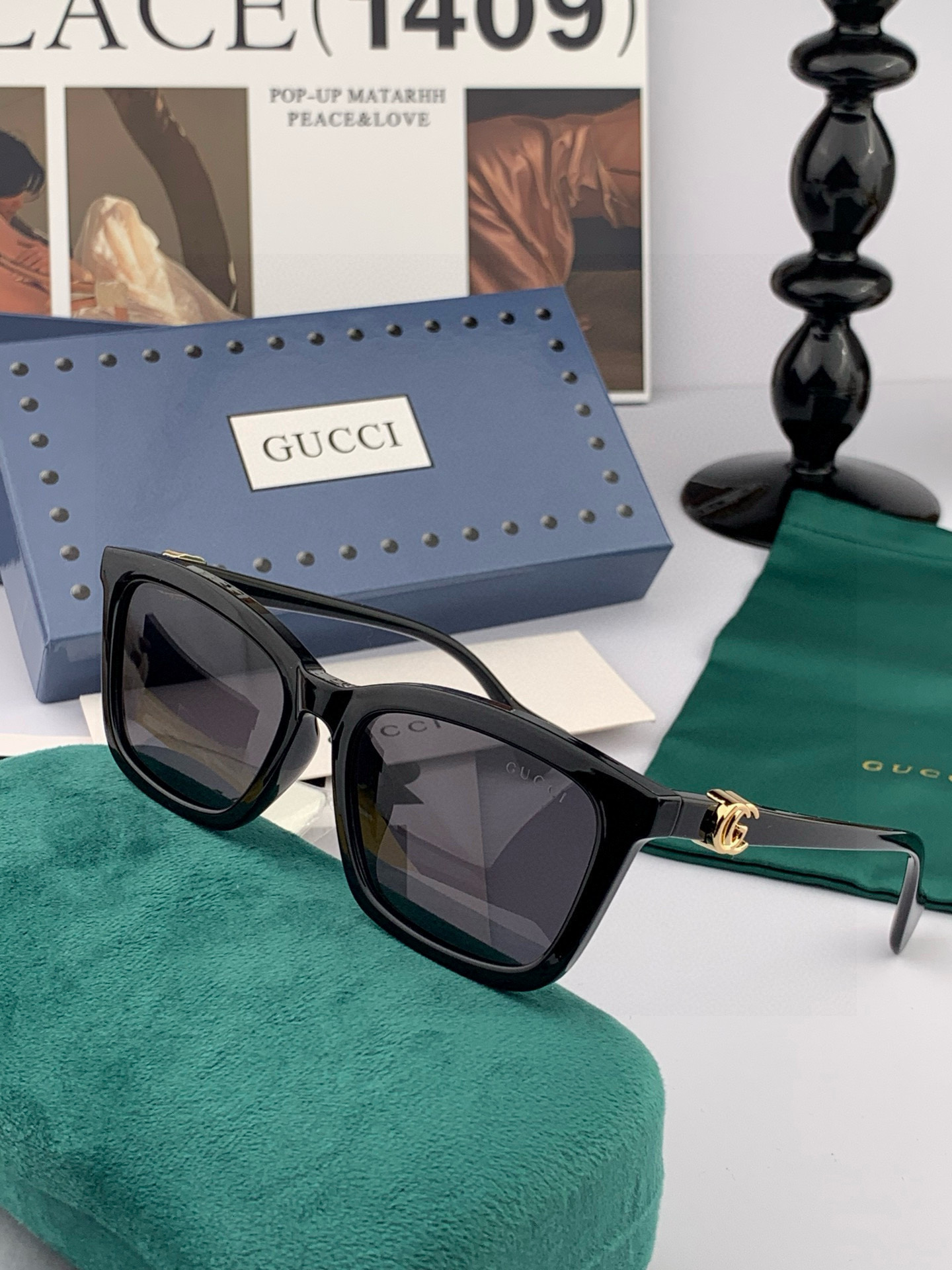  🔺 【GUCCI-偏光太阳镜】2025开春新款 潮流爆款 时尚方框偏光太阳镜 高品质 佩戴舒适 网红潮