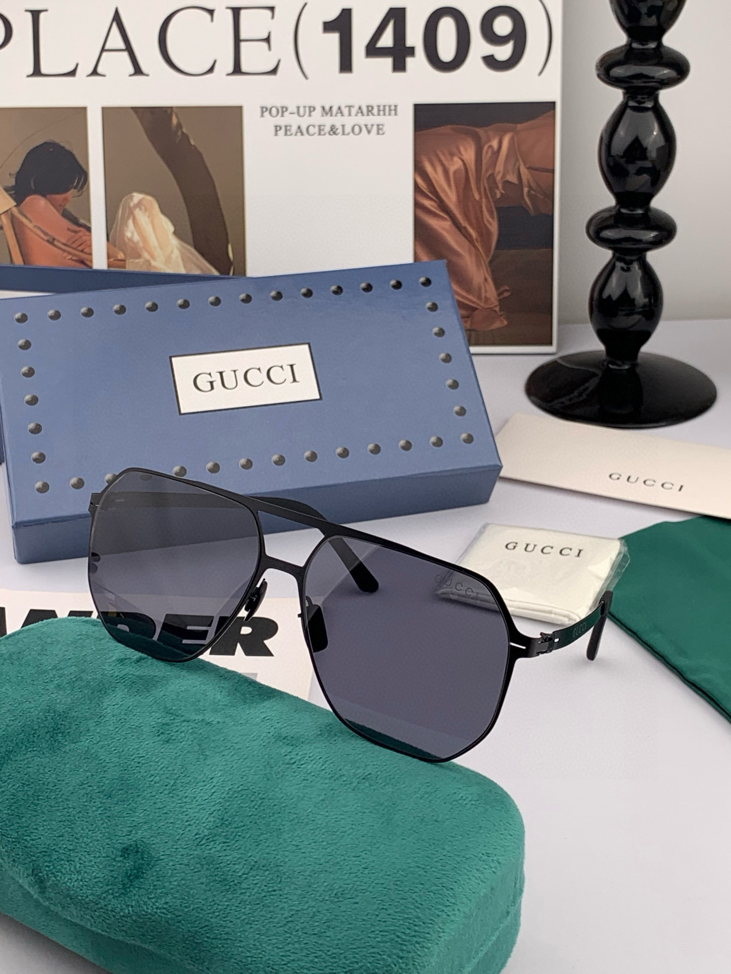 ♦️ GUCCI 2025新款男女情侣款太阳镜多边形墨镜iP电镀永不褪色 超轻超有弹性整幅眼镜无螺丝重要