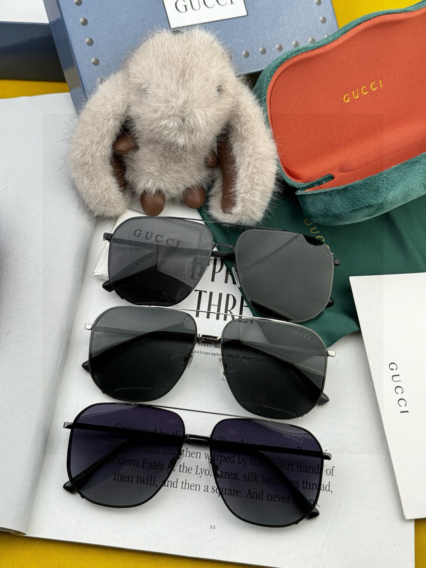         GUCCI 男款炫彩飞行员偏光太阳镜 ❤️材质：高清尼龙加厚卡槽高清偏光镜片 🌹无边框镜