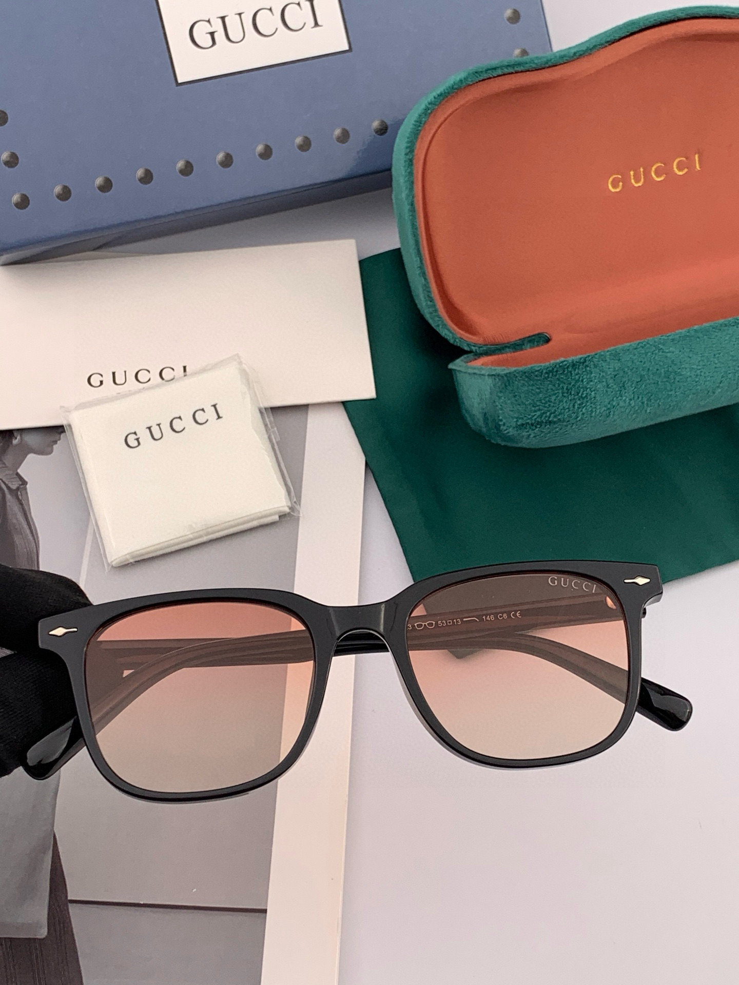 【TR偏光系列】情侣款 Gucci 经典的方框设计，不挑脸型，无论搭配大衣还是连衣裙都非常显气质高清偏光