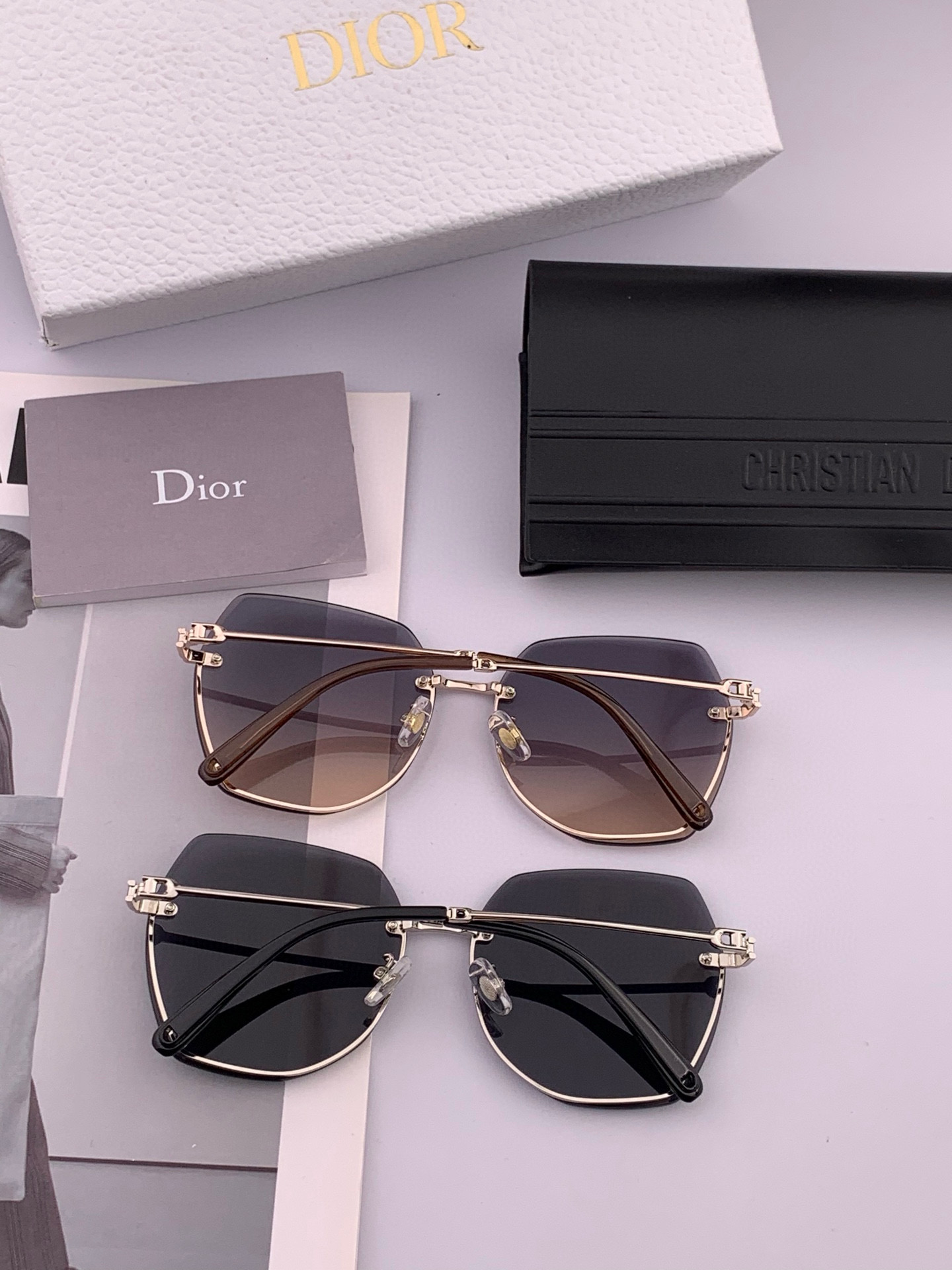 【尼龙偏光系列】DIOR无框太阳镜墨多边形设计，不挑脸型，无论搭配大衣还是连衣裙都非常显气质尼龙偏光镜片