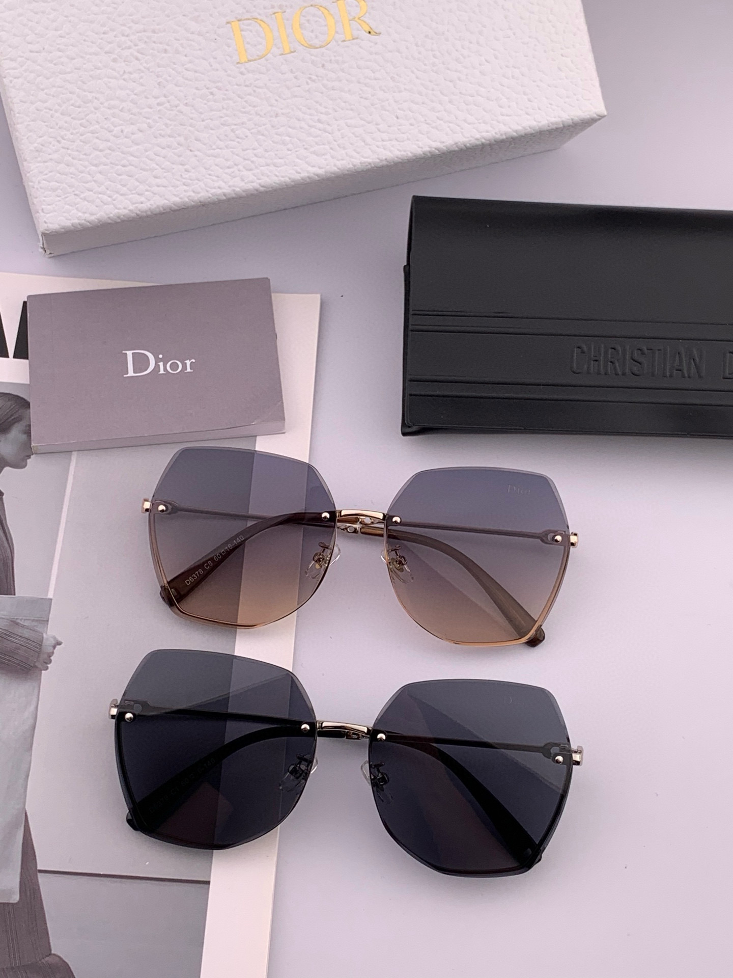 【尼龙偏光系列】DIOR无框太阳镜墨多边形设计，不挑脸型，无论搭配大衣还是连衣裙都非常显气质尼龙偏光镜片