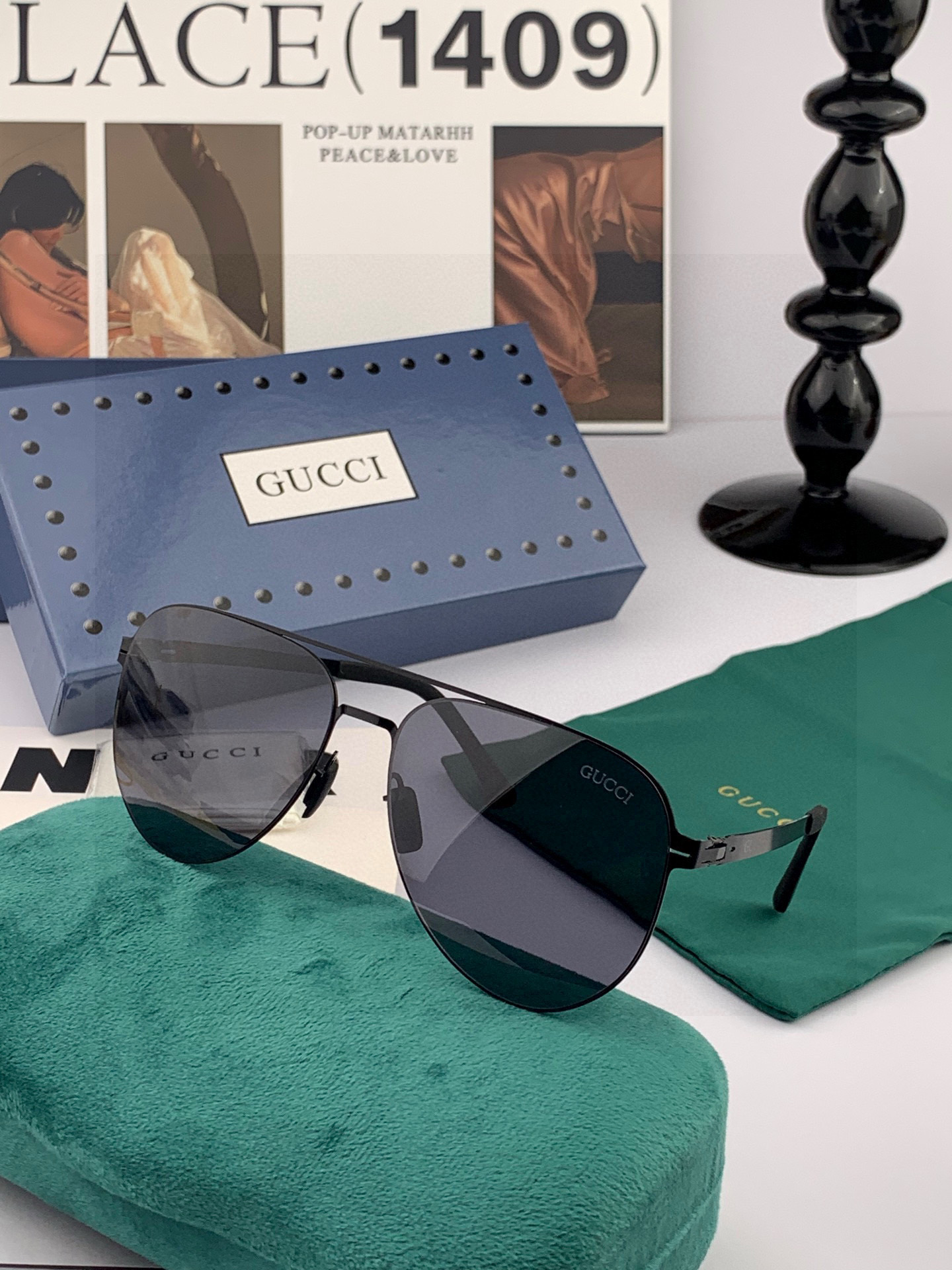       GUCC* 2025 新款男女情侣款太阳iP电镀永不褪色 卖点：超轻超有弹性整幅眼镜无螺丝重