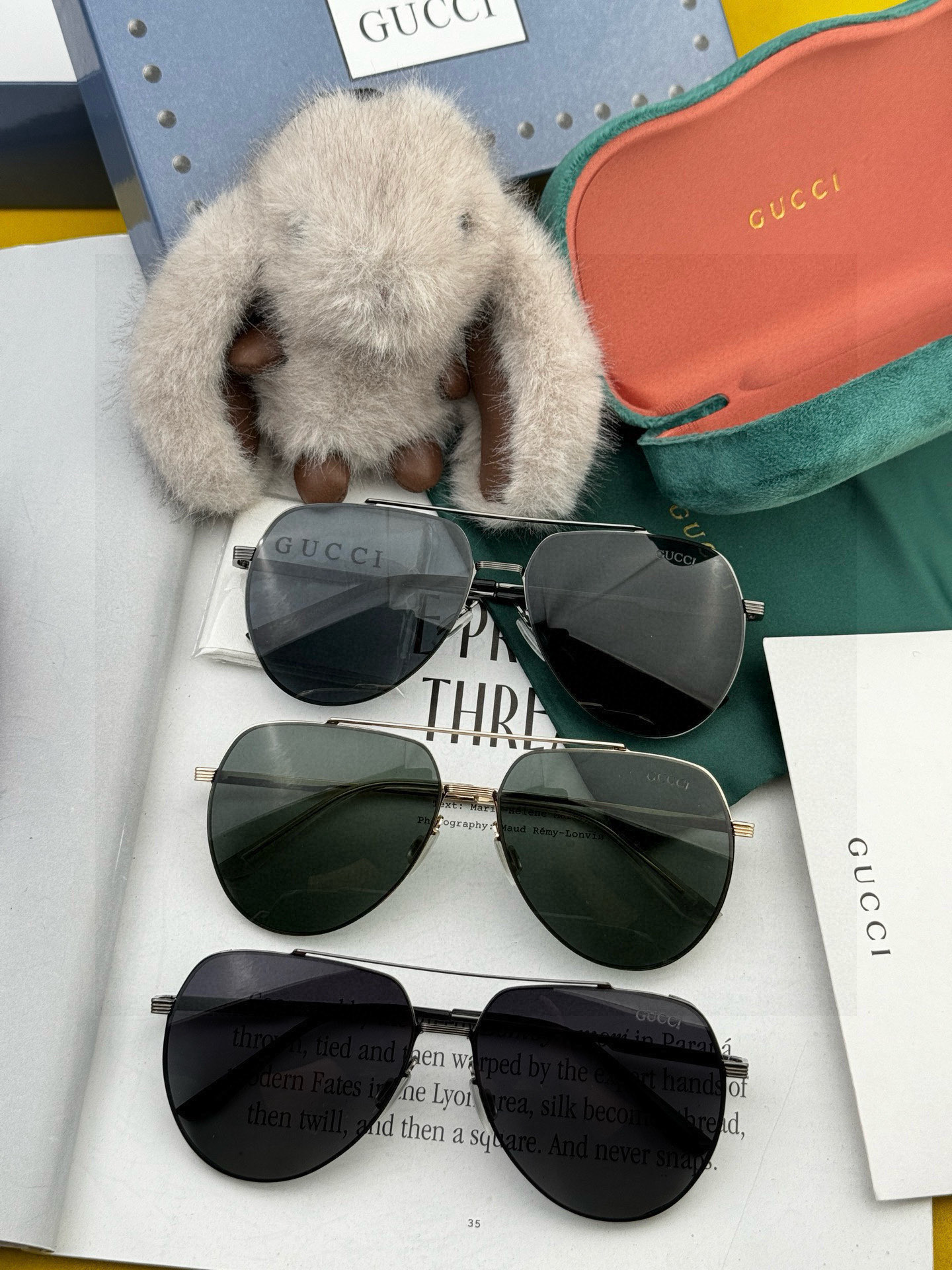         GUCCI 男款炫彩飞行员偏光太阳镜 ❤️材质：高清尼龙加厚卡槽高清偏光镜片 🌹无边框镜