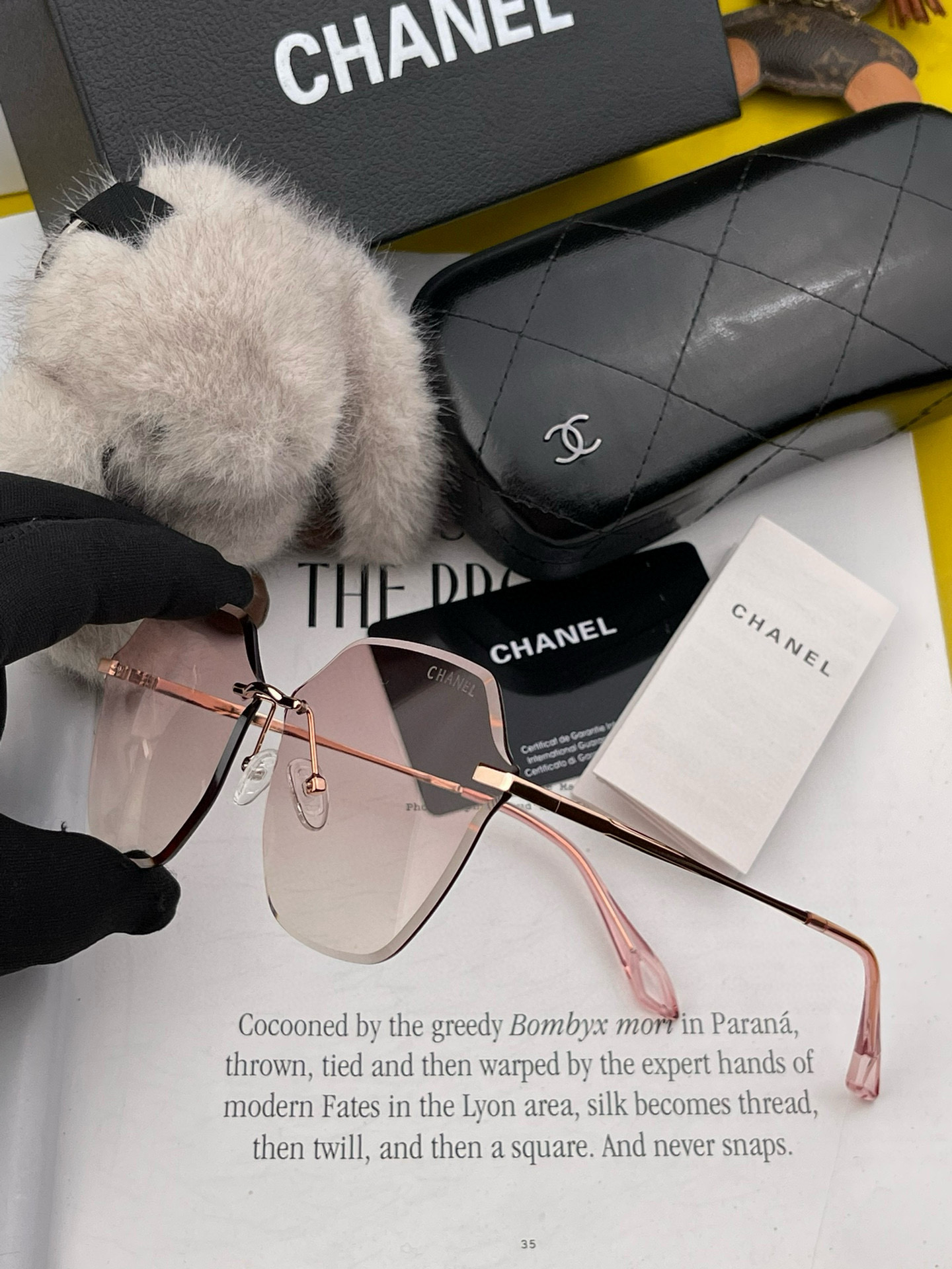 【CHANEL】香奈儿  新款尼龙偏光太眼镜，无框钻石 切边更有质感，大气女人范儿，大脸小脸都好看 ！型