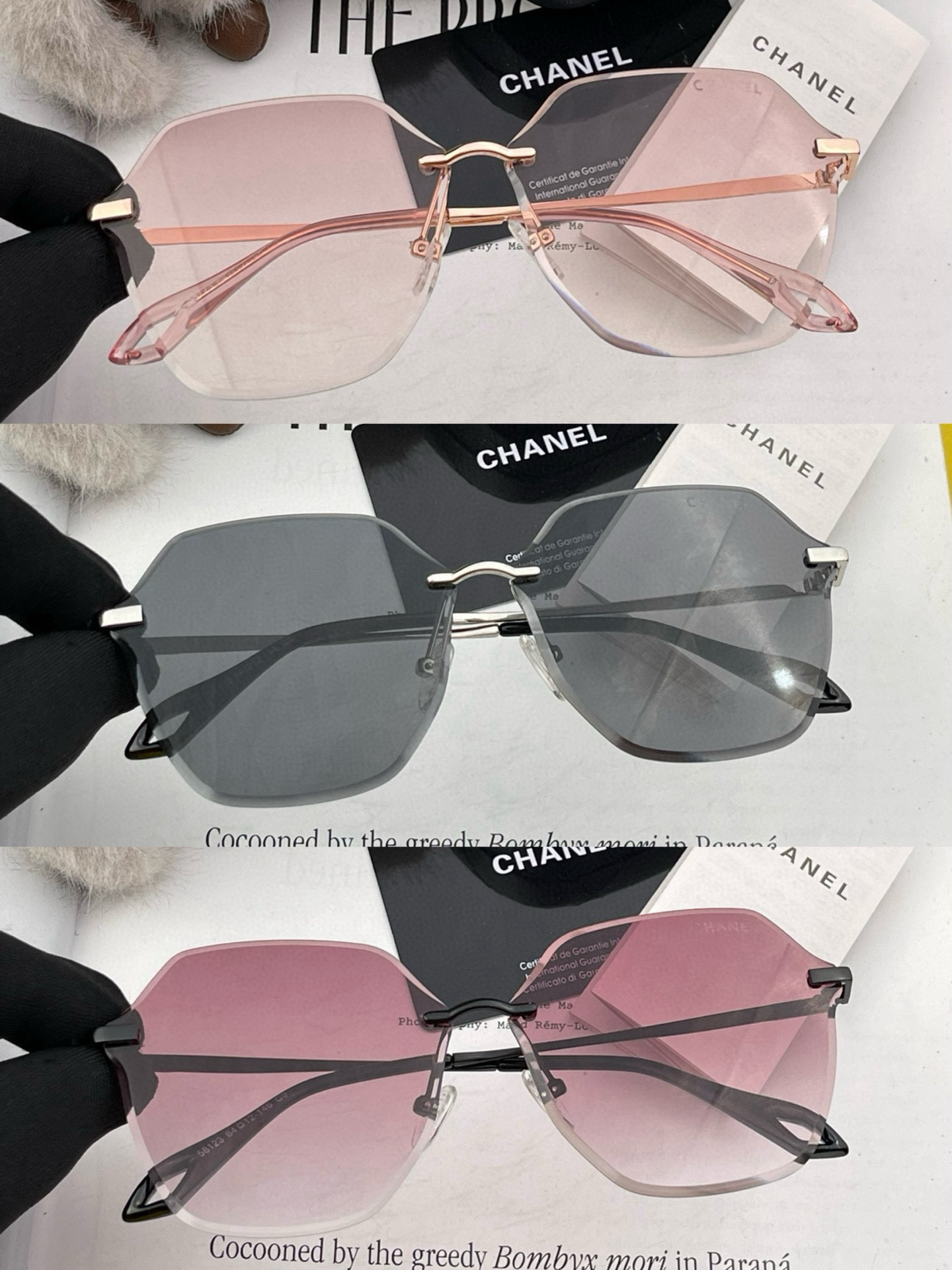 【CHANEL】香奈儿  新款尼龙偏光太眼镜，无框钻石 切边更有质感，大气女人范儿，大脸小脸都好看 ！型