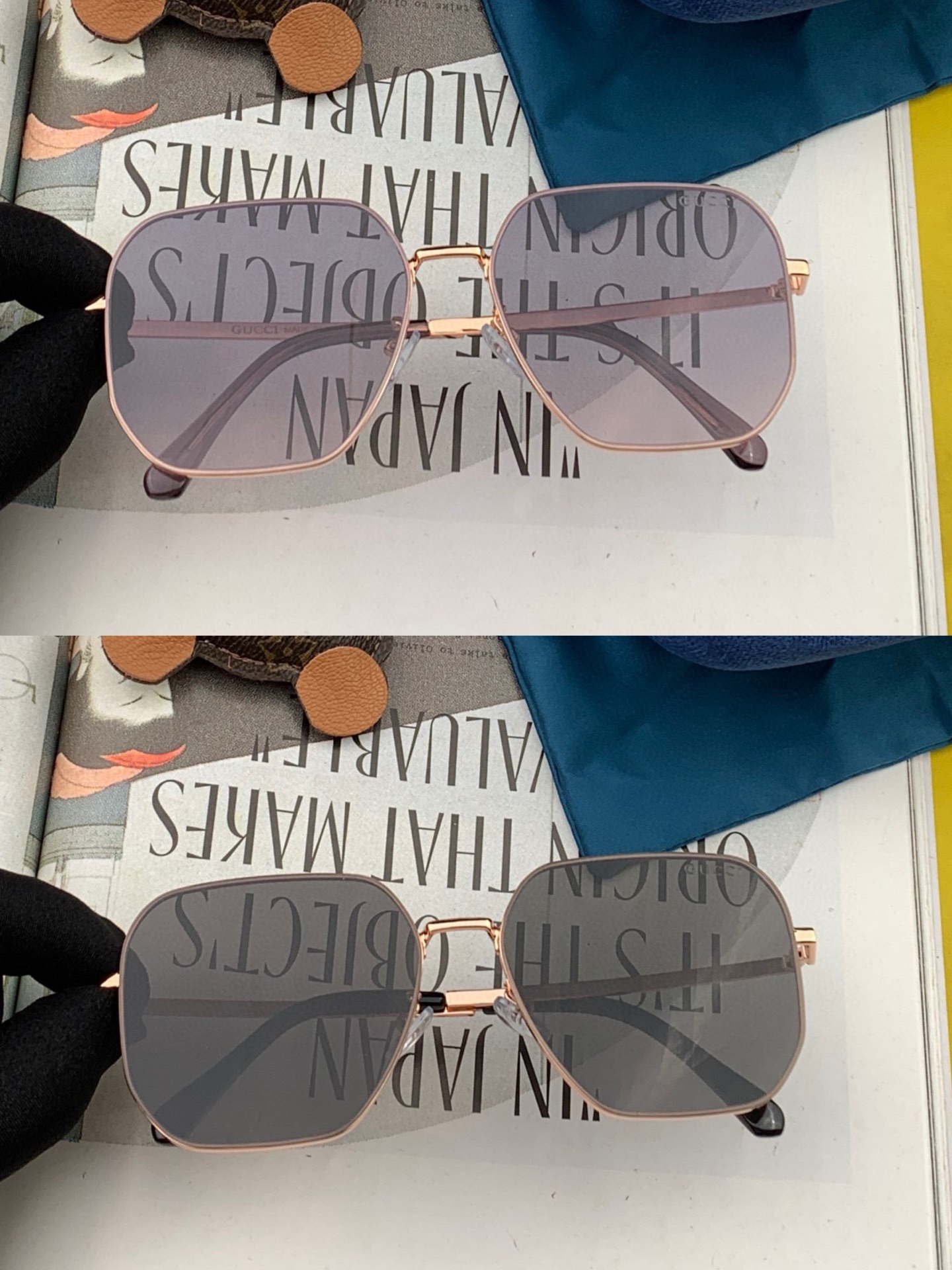   GUCCI  新款尼龙偏光太眼镜，无框钻石 切边更有质感，大气女人范儿，大脸小脸都好看 ！型号：G4