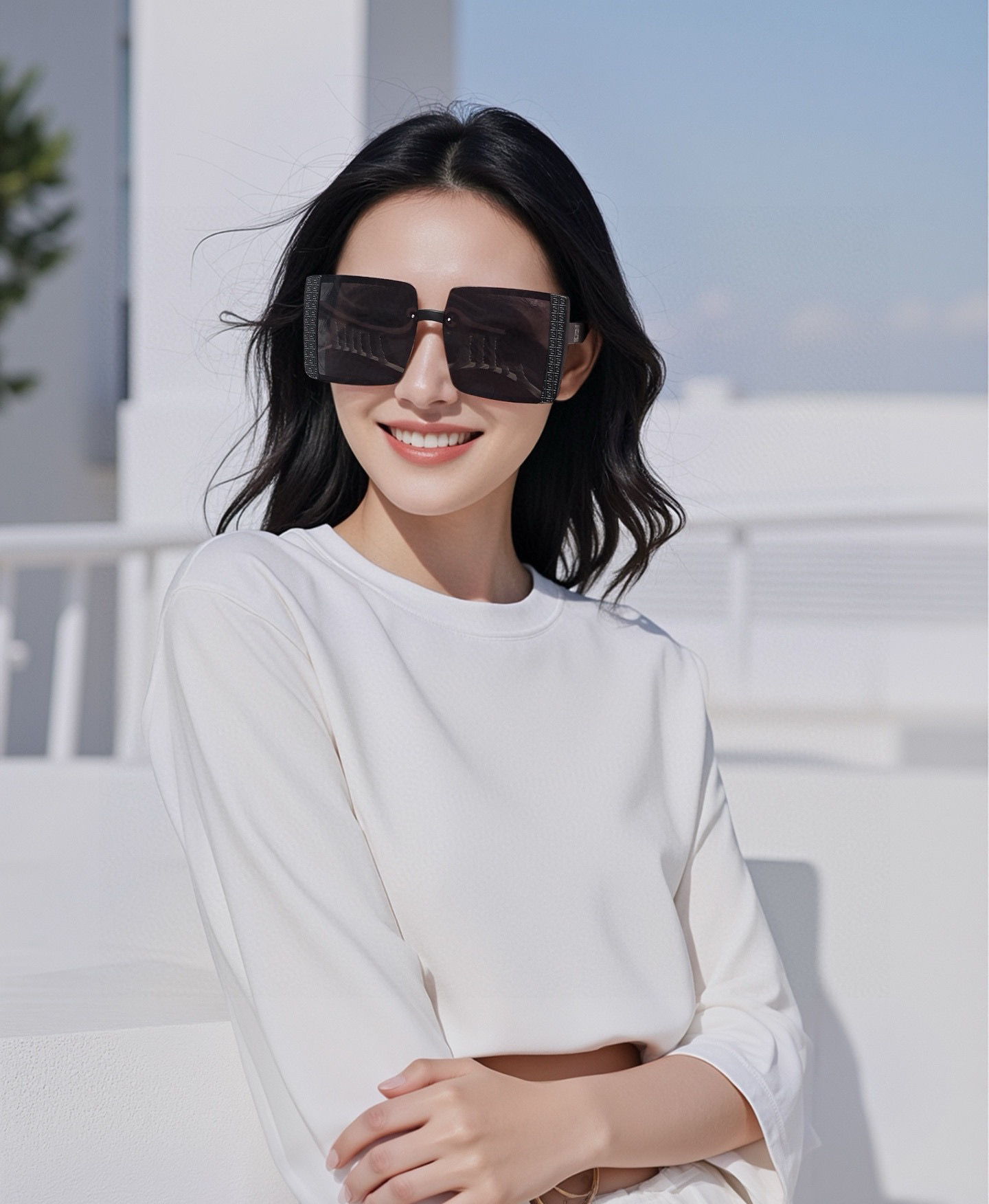 🔺 【芬迪】2025开春新款 潮流爆款 时尚方框偏光太阳镜 高品质 佩戴舒适 网红潮款墨镜 女士高清偏光