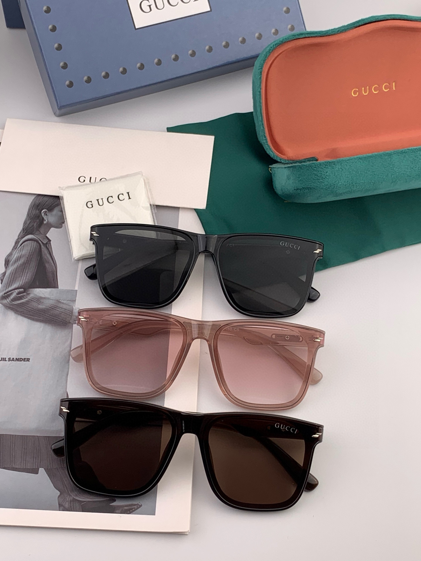 🔺 【GUCCI】2025开春新款 潮流爆款 时尚方框偏光太阳镜 高品质 佩戴舒适 网红潮款墨镜 女士高