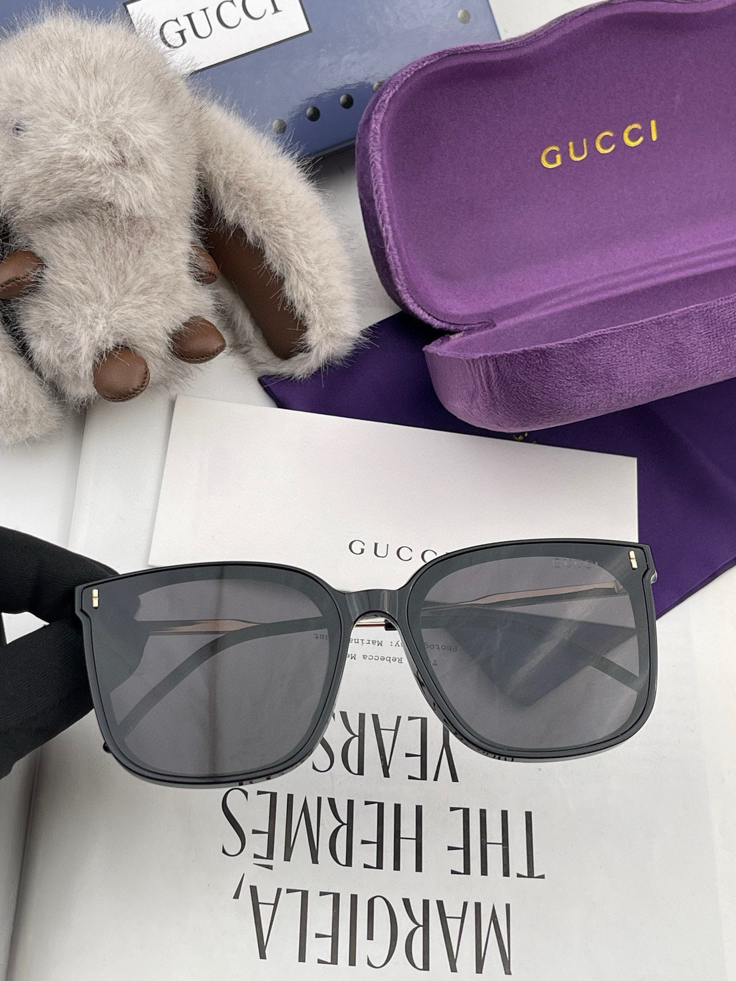 🔺 【GUCCI】2024开春新款 潮流爆款 时尚方框偏光太阳镜 高品质 佩戴舒适 网红潮款墨镜 女士高