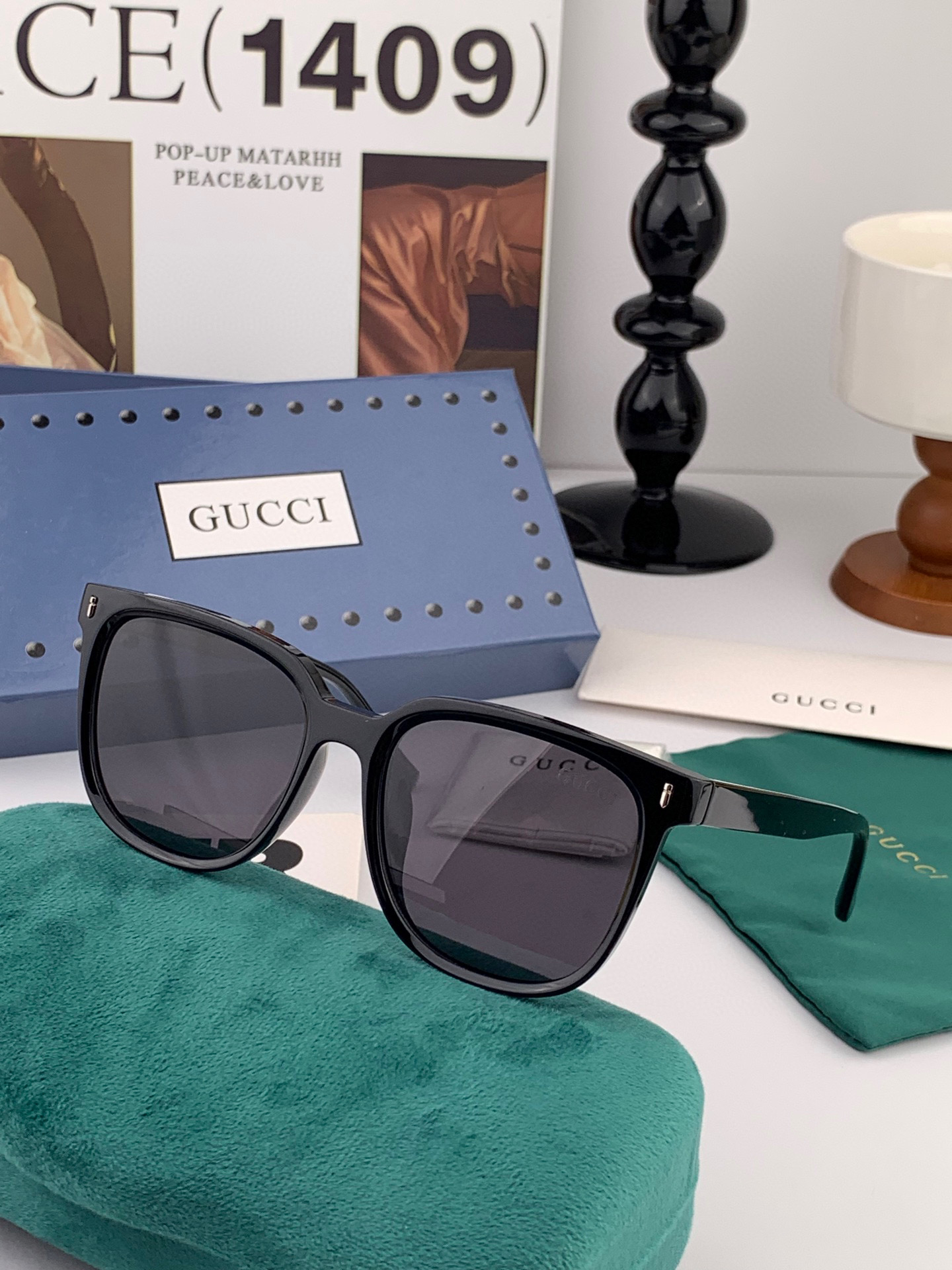 🔺 【GUCCI】开春新款 潮流爆款 时尚方框偏光太阳镜 高品质 佩戴舒适 网红潮款墨镜 女士高清尼龙偏