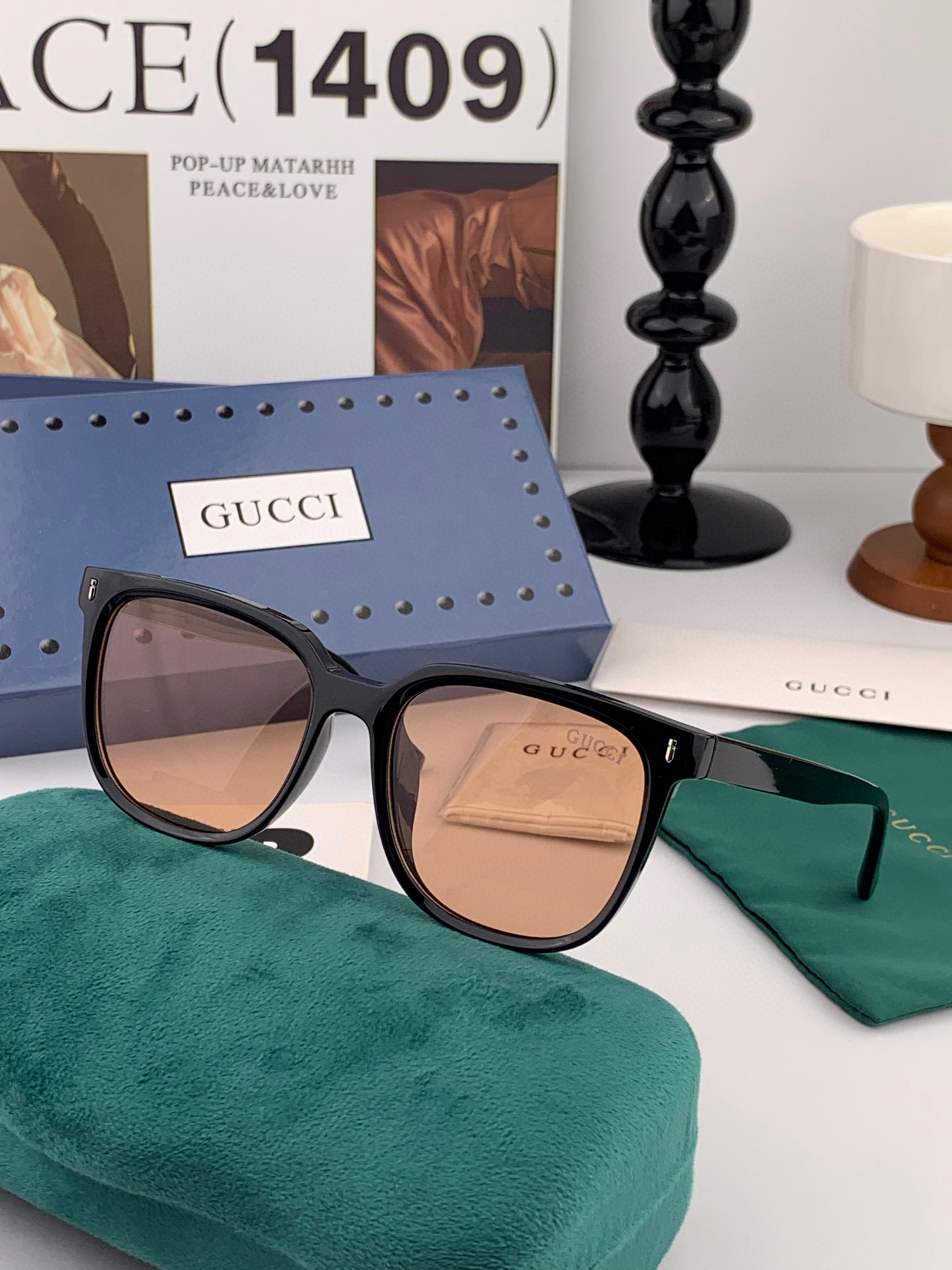 🔺 【GUCCI】开春新款 潮流爆款 时尚方框偏光太阳镜 高品质 佩戴舒适 网红潮款墨镜 女士高清尼龙偏