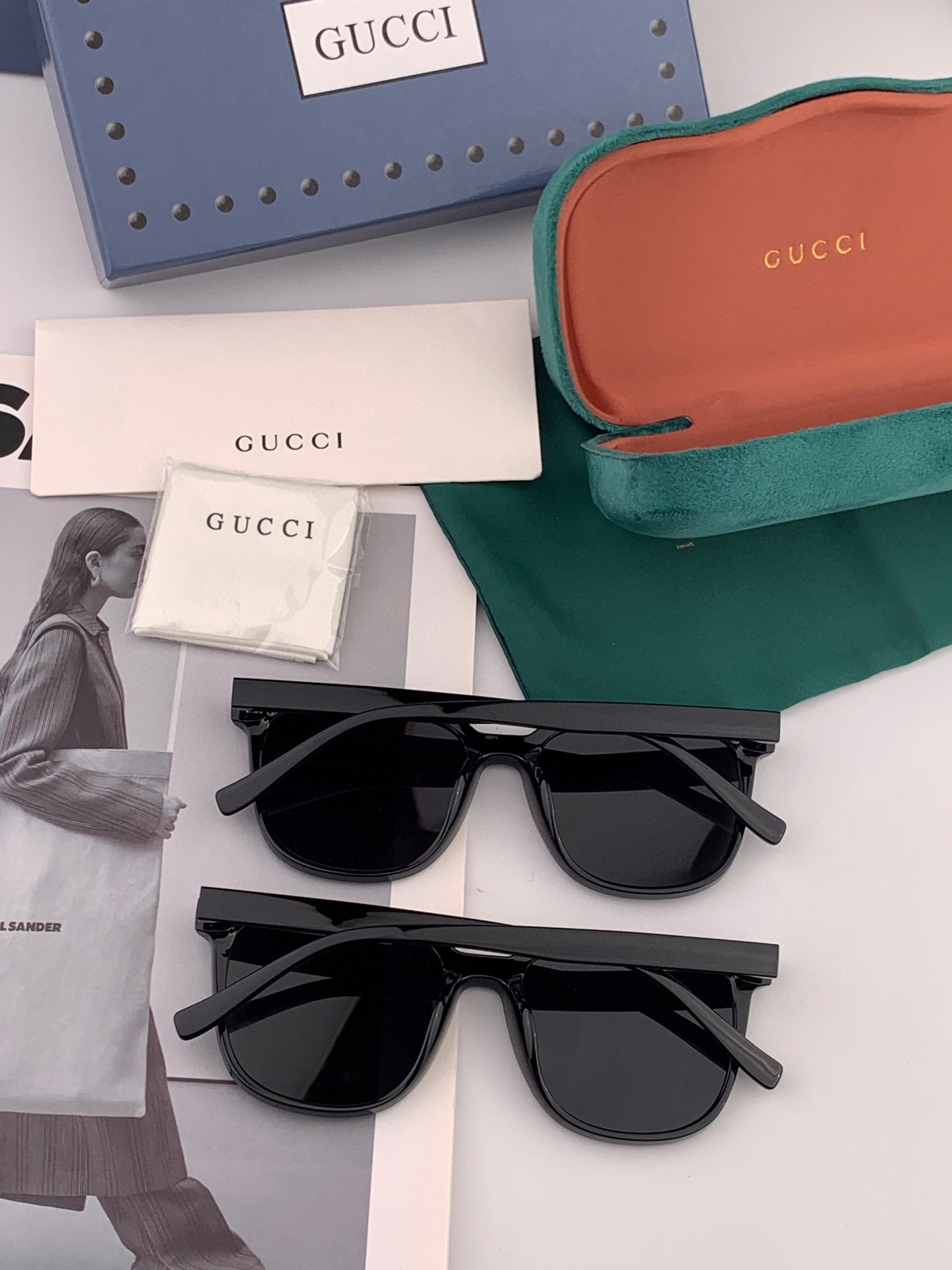 🔺 【GUCCI】开春新款 潮流爆款 时尚方框偏光太阳镜 高品质 佩戴舒适 网红潮款墨镜 女士高清尼龙偏